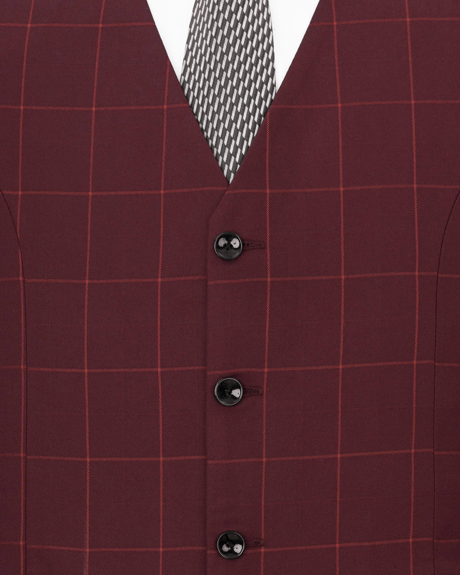 Maroon Oak Windowpane Waistcoat V1710-36, V1710-38, V1710-40, V1710-42, V1710-44, V1710-46, V1710-48, V1710-50, V1710-52, V1710-54, V1710-56, V1710-58, V1710-60
