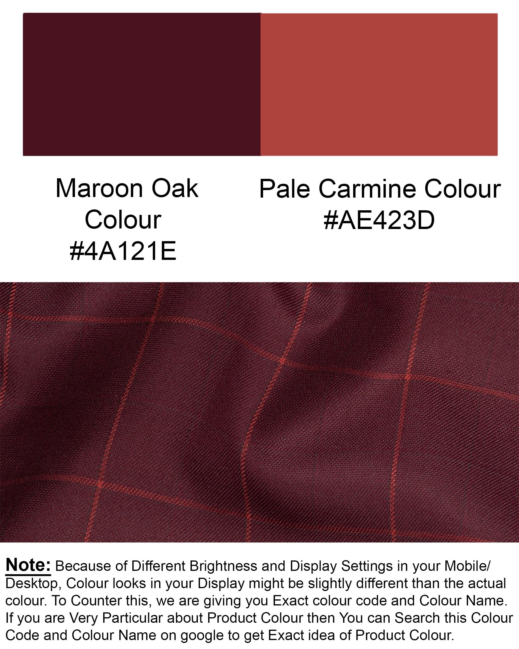 Maroon Oak Windowpane Waistcoat V1710-36, V1710-38, V1710-40, V1710-42, V1710-44, V1710-46, V1710-48, V1710-50, V1710-52, V1710-54, V1710-56, V1710-58, V1710-60