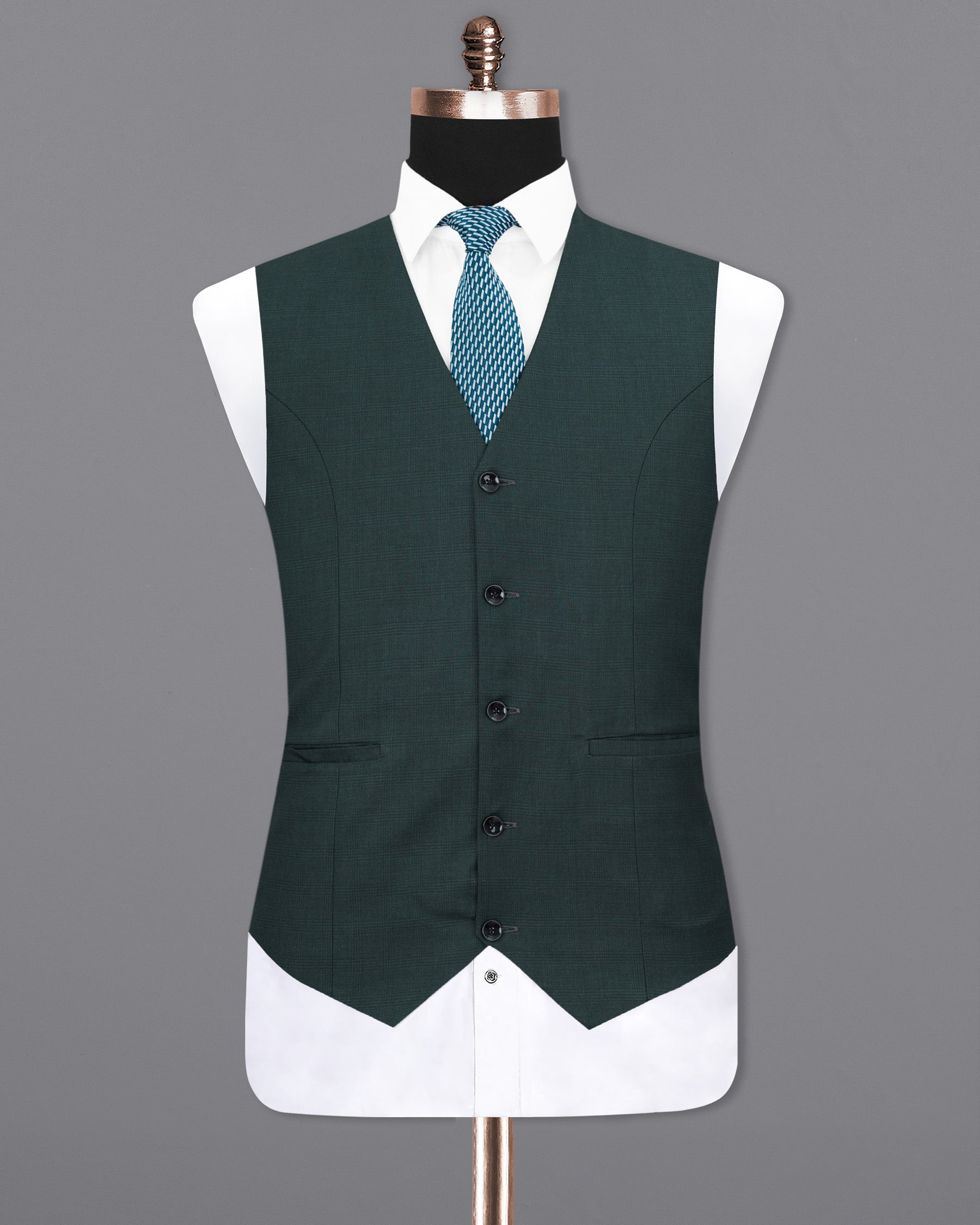 Cape Cod Green Subtle Plaid Waistcoat