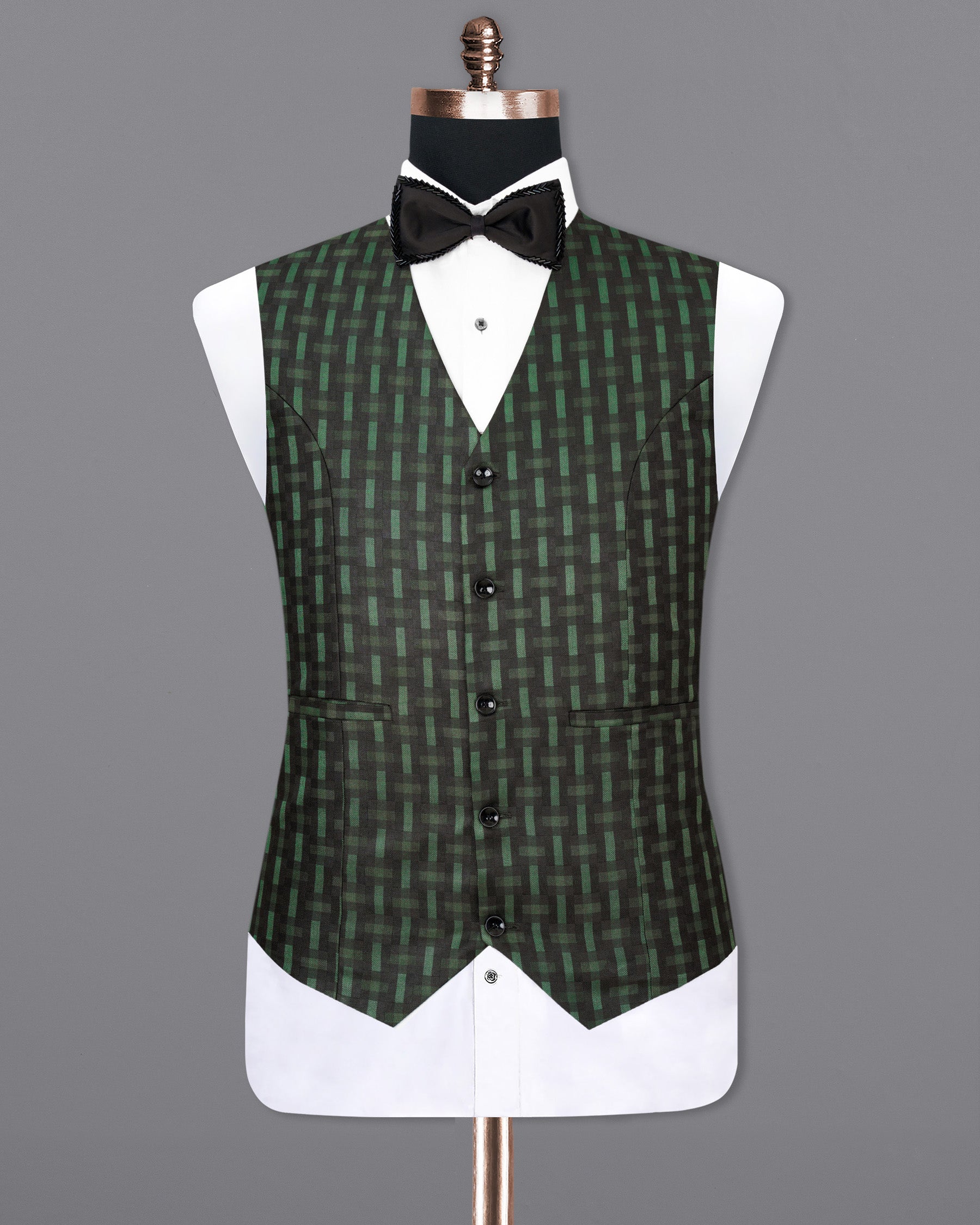 Woodland Green and Jade Black Waistcoat