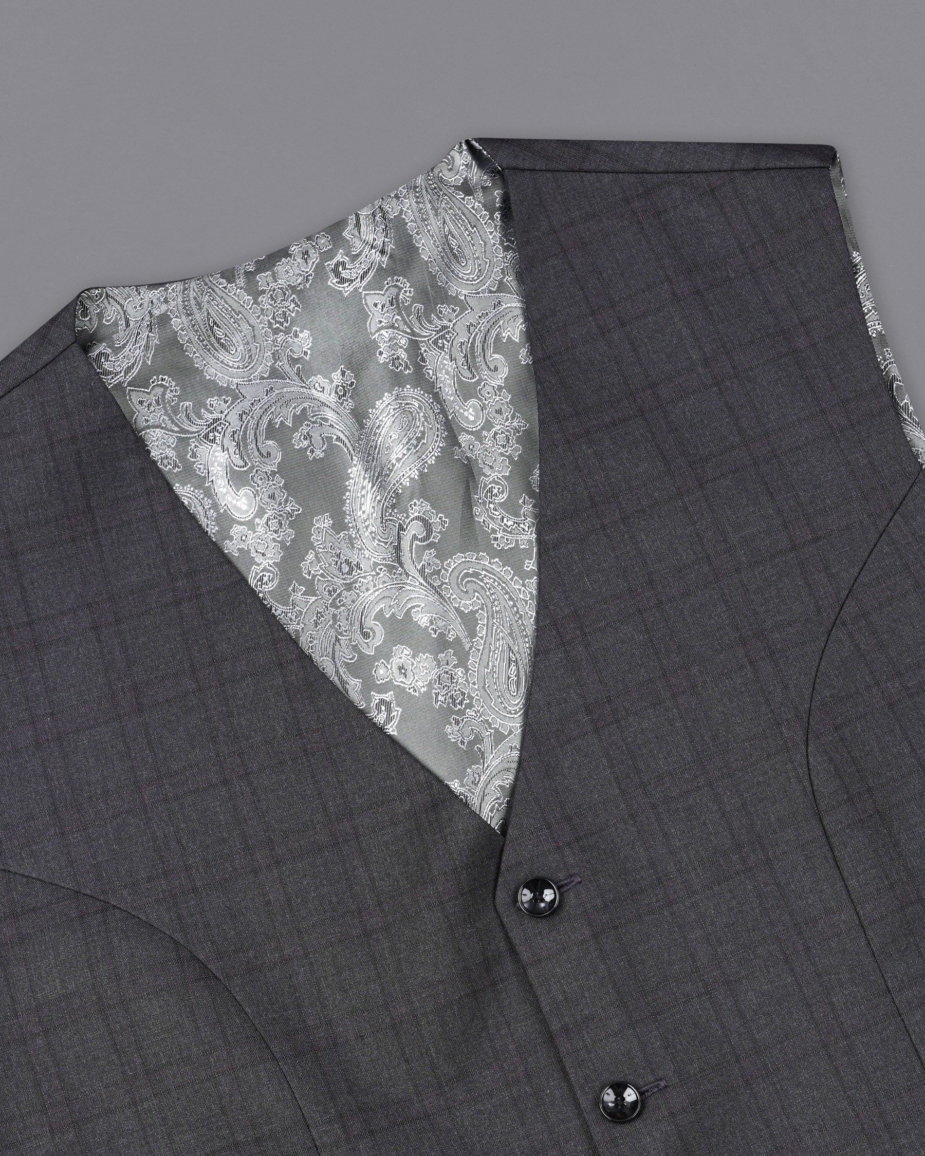 Gravel Gray Plaid Waistcoat V1887-36, V1887-38, V1887-40, V1887-42, V1887-44, V1887-46, V1887-48, V1887-50, V1887-52, V1887-54, V1887-56, V1887-58, V1887-60