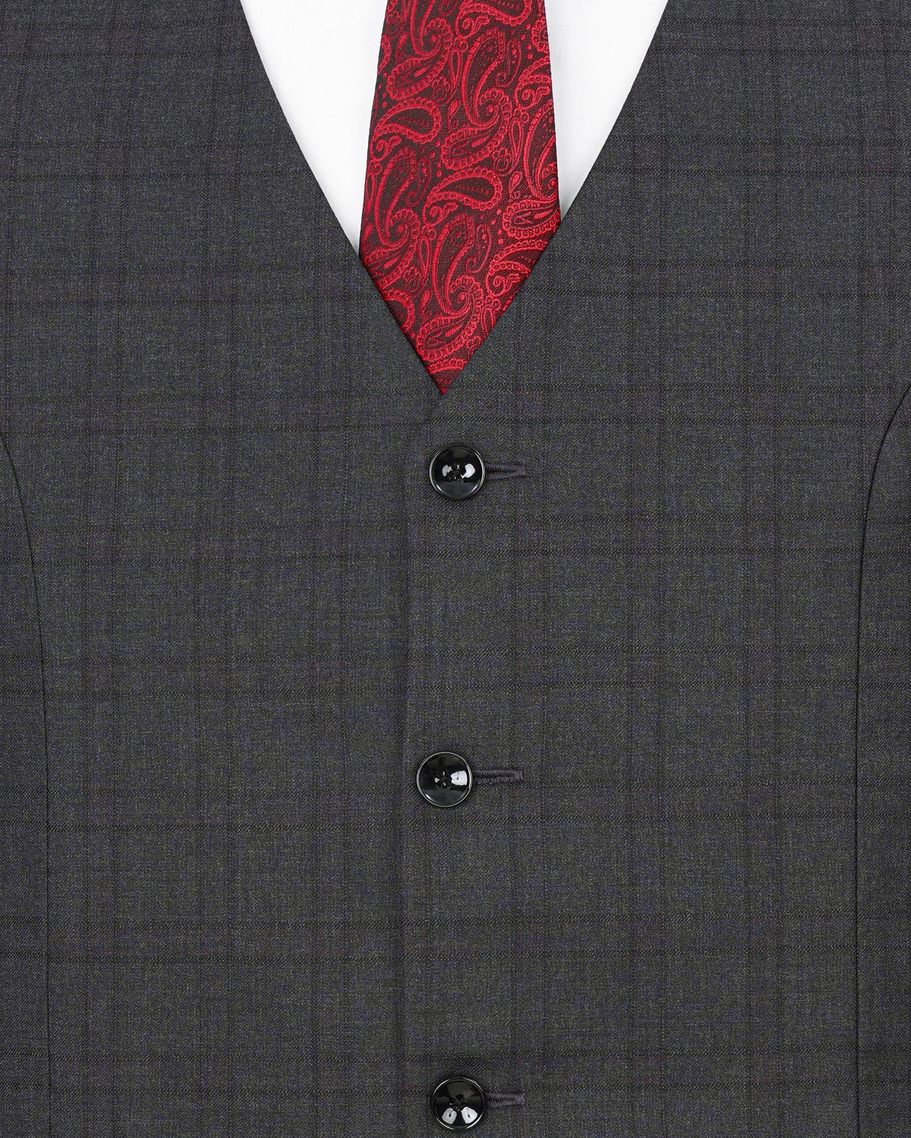 Gravel Gray Plaid Waistcoat V1887-36, V1887-38, V1887-40, V1887-42, V1887-44, V1887-46, V1887-48, V1887-50, V1887-52, V1887-54, V1887-56, V1887-58, V1887-60