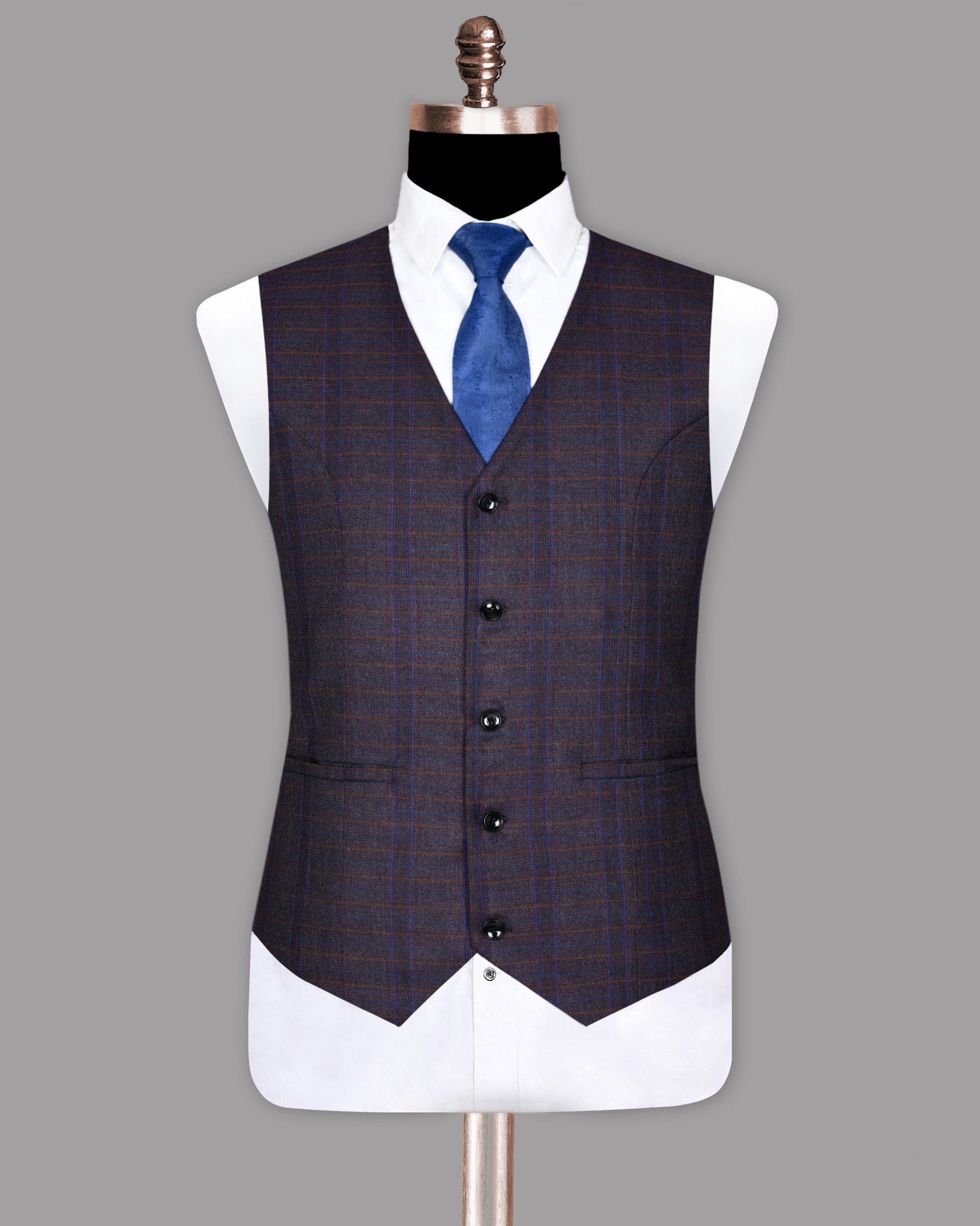 Rosewood Plaid Wool Blend Tweed Waistcoat V198-36, V198-56, V198-38, V198-40, V198-42, V198-44, V198-46, V198-48, V198-50, V198-52, V198-54, V198-58, V198-60