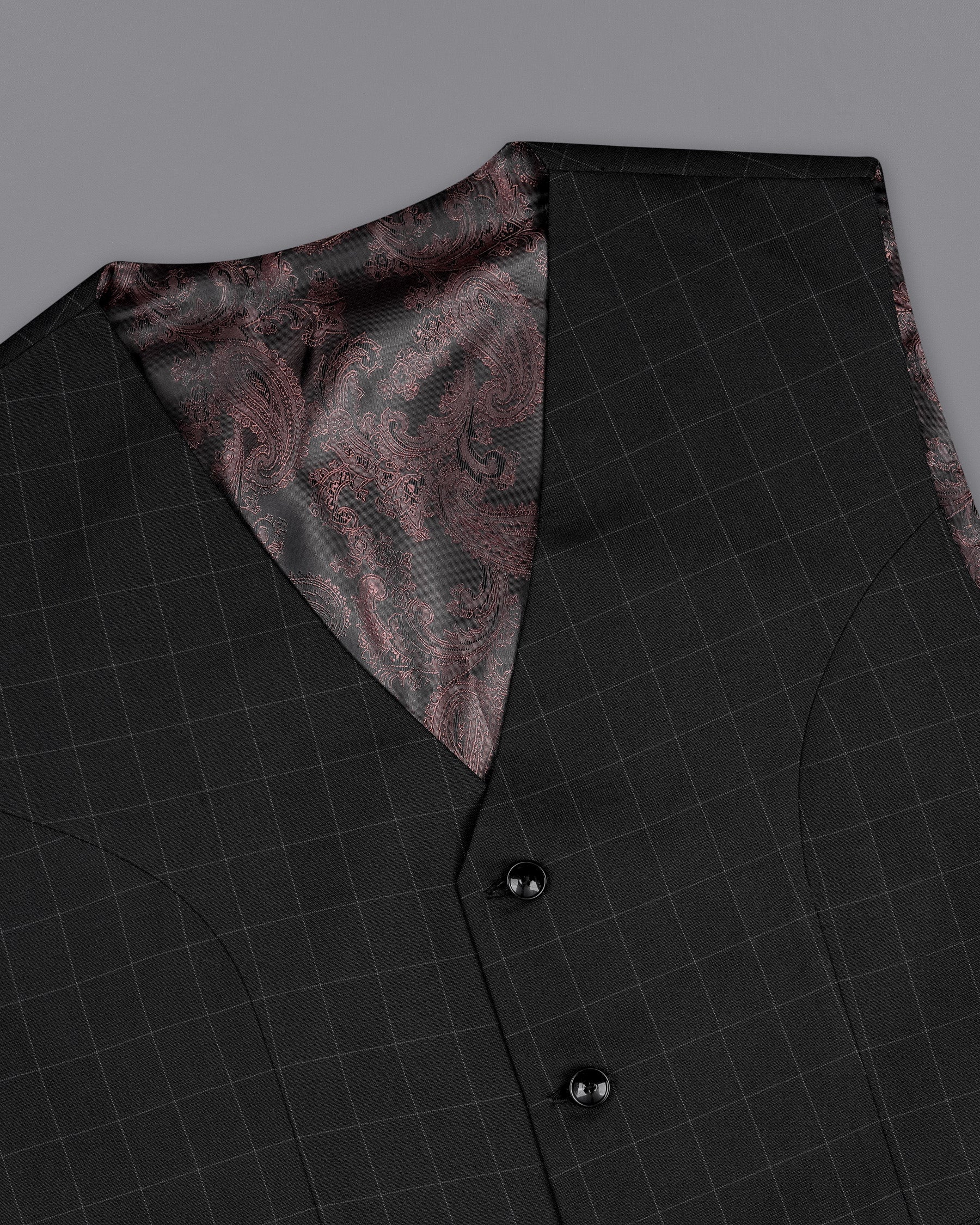 Zeus Black Plaid Waistcoat V2010-36, V2010-38, V2010-40, V2010-42, V2010-44, V2010-46, V2010-48, V2010-50, V2010-52, V2010-54, V2010-56, V2010-58, V2010-60