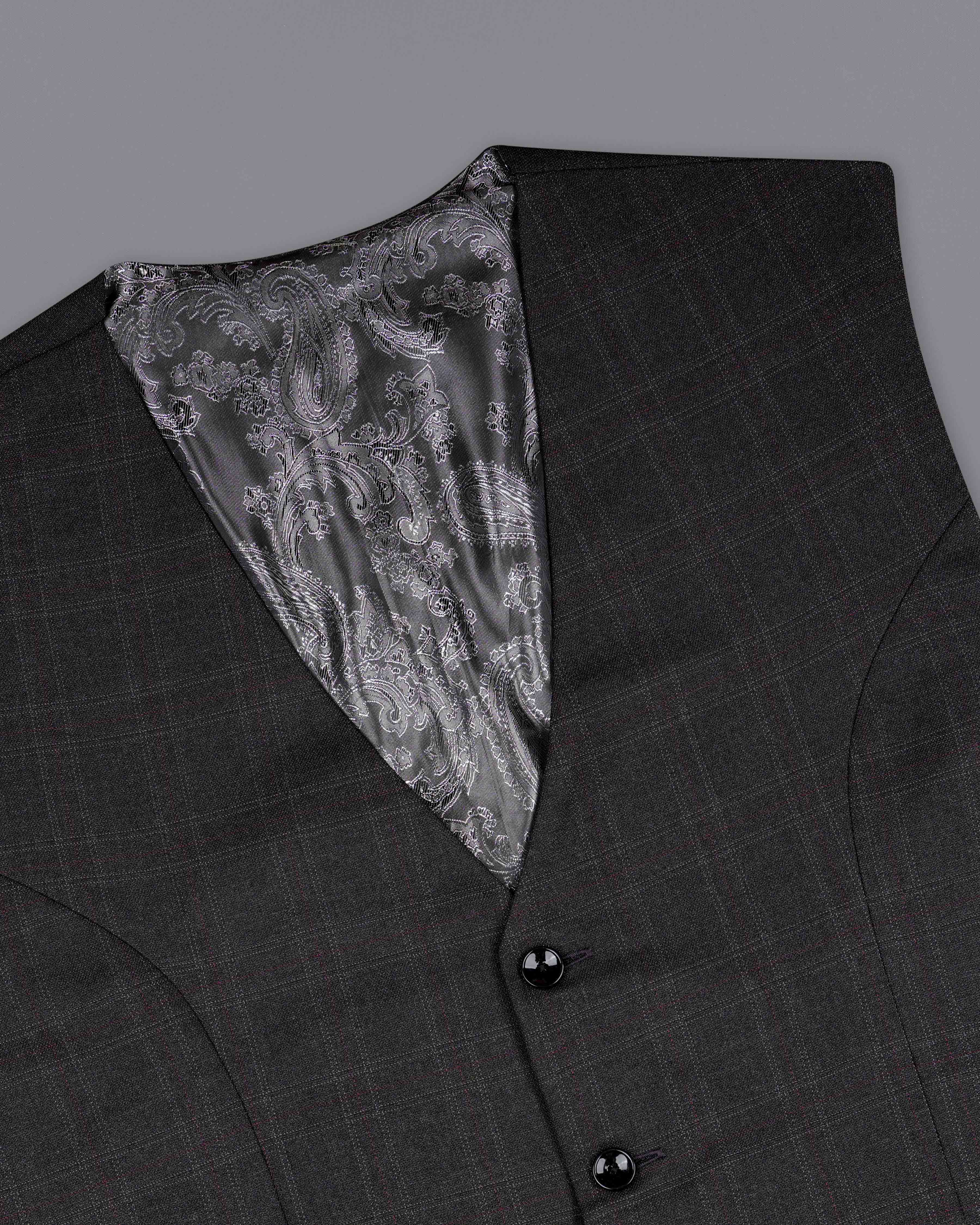 Nero Grey Subtle Plaid Waistcoat V2078-36, V2078-38, V2078-40, V2078-42, V2078-44, V2078-46, V2078-48, V2078-50, V2078-52, V2078-54, V2078-56, V2078-58, V2078-60