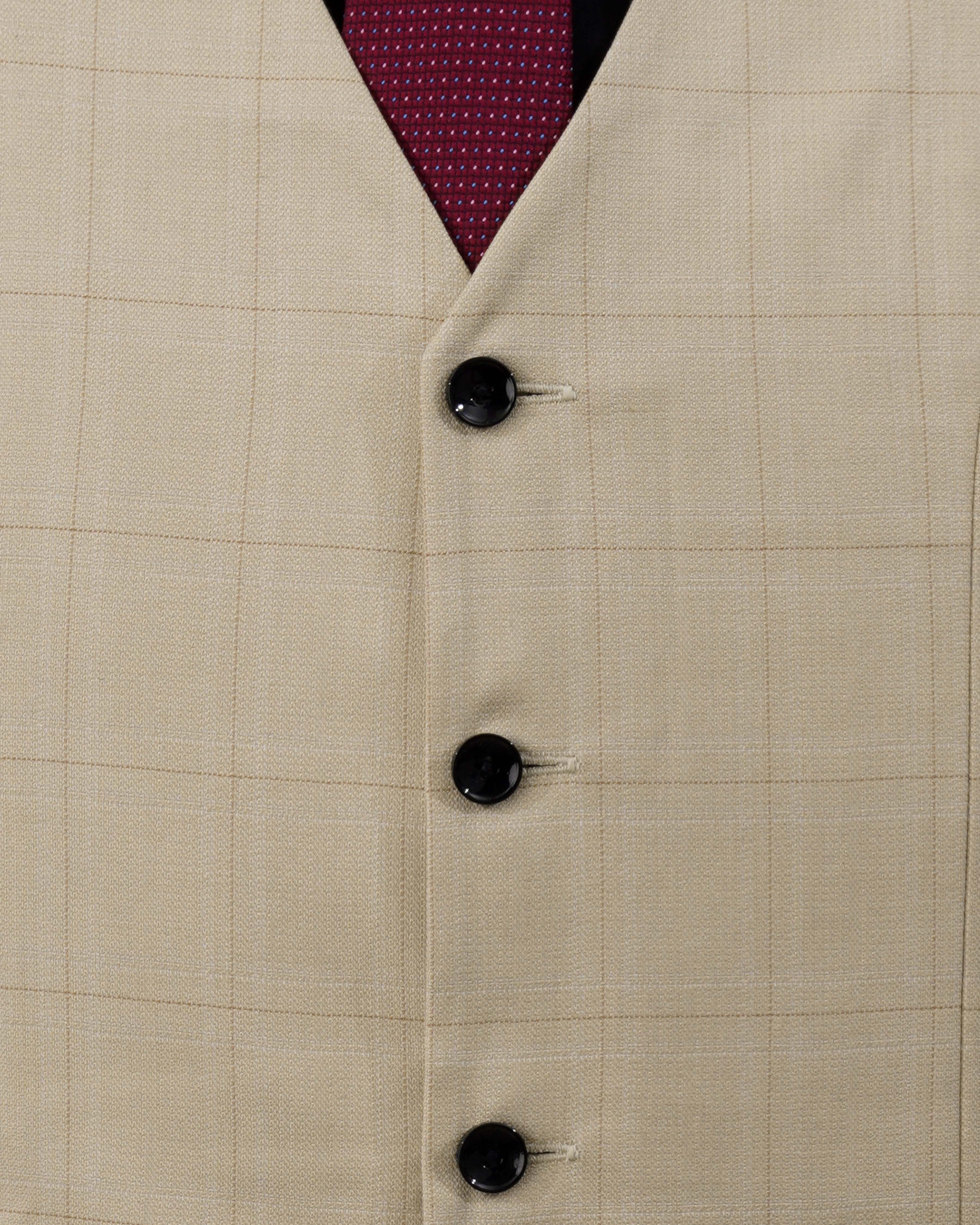 Bronco Cream Windowpane Sports Waistcoat V2085-36, V2085-38, V2085-40, V2085-42, V2085-44, V2085-46, V2085-48, V2085-50, V2085-52, V2085-54, V2085-56, V2085-58, V2085-60