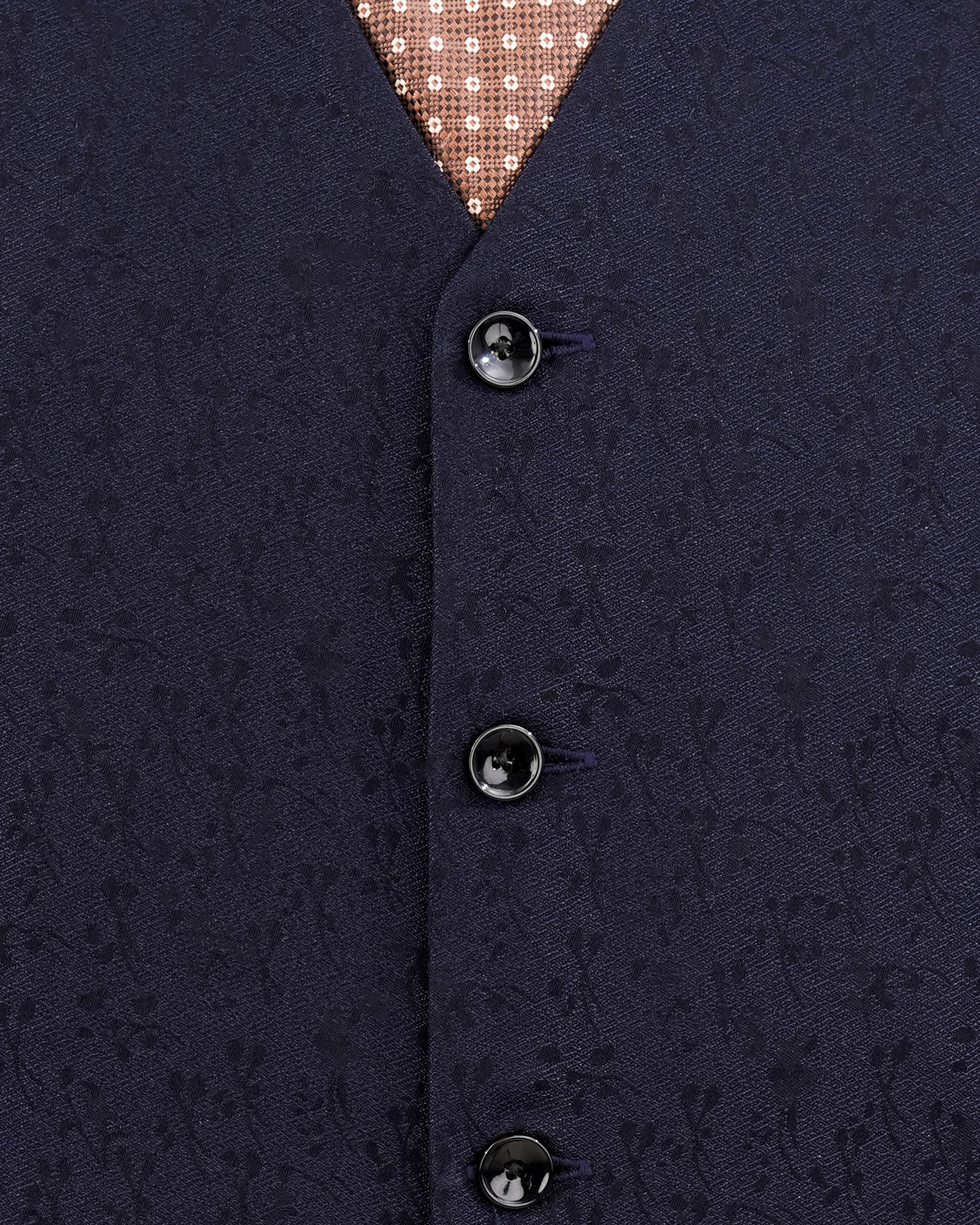 Bleached Cedar Navy Blue Ditzy Textured With Black Waistcoat V2104-36, V2104-38, V2104-40, V2104-42, V2104-44, V2104-46, V2104-48, V2104-50, V2104-52, V2104-54, V2104-56, V2104-58, V2104-60