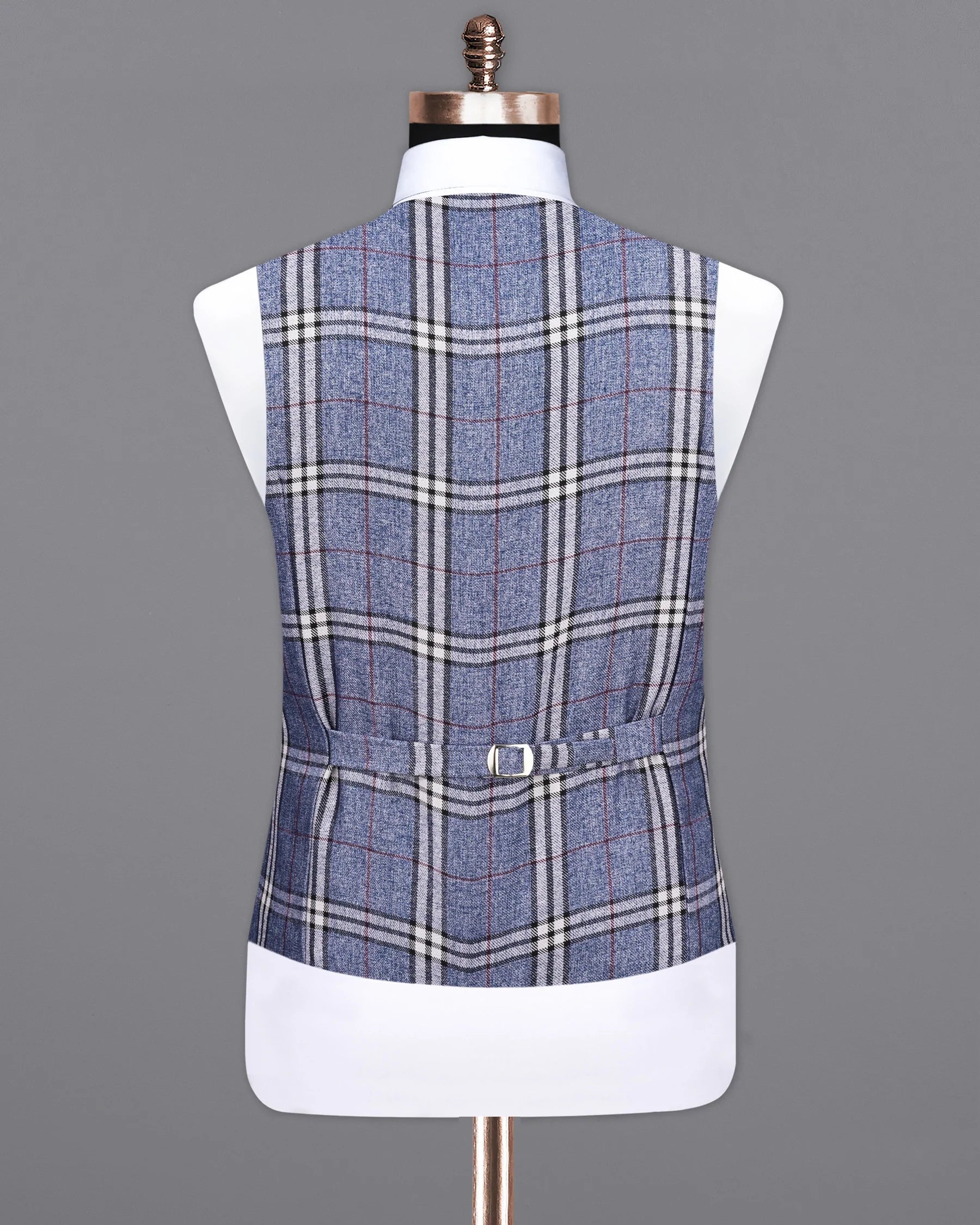 Fiord Blue Plaid Waistcoat V2154-36, V2154-38, V2154-40, V2154-42, V2154-44, V2154-46, V2154-48, V2154-50, V2154-52, V2154-54, V2154-56, V2154-58, V2154-60