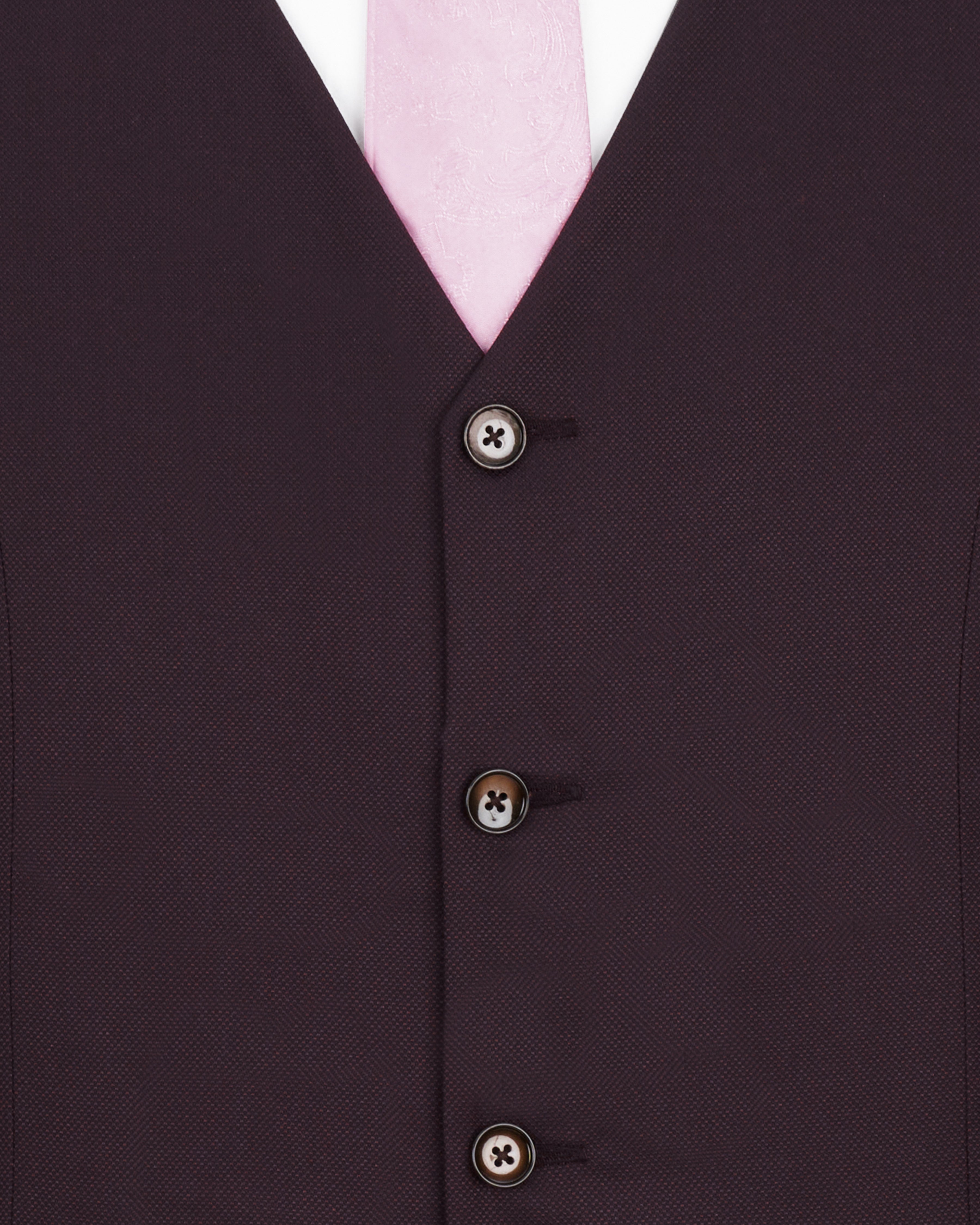 Aubergine Maroon Textured Waistcoat V2288-36, V2288-38, V2288-40, V2288-42, V2288-44, V2288-46, V2288-48, V2288-50, V2288-52, V2288-54, V2288-56, V2288-58, V2288-60