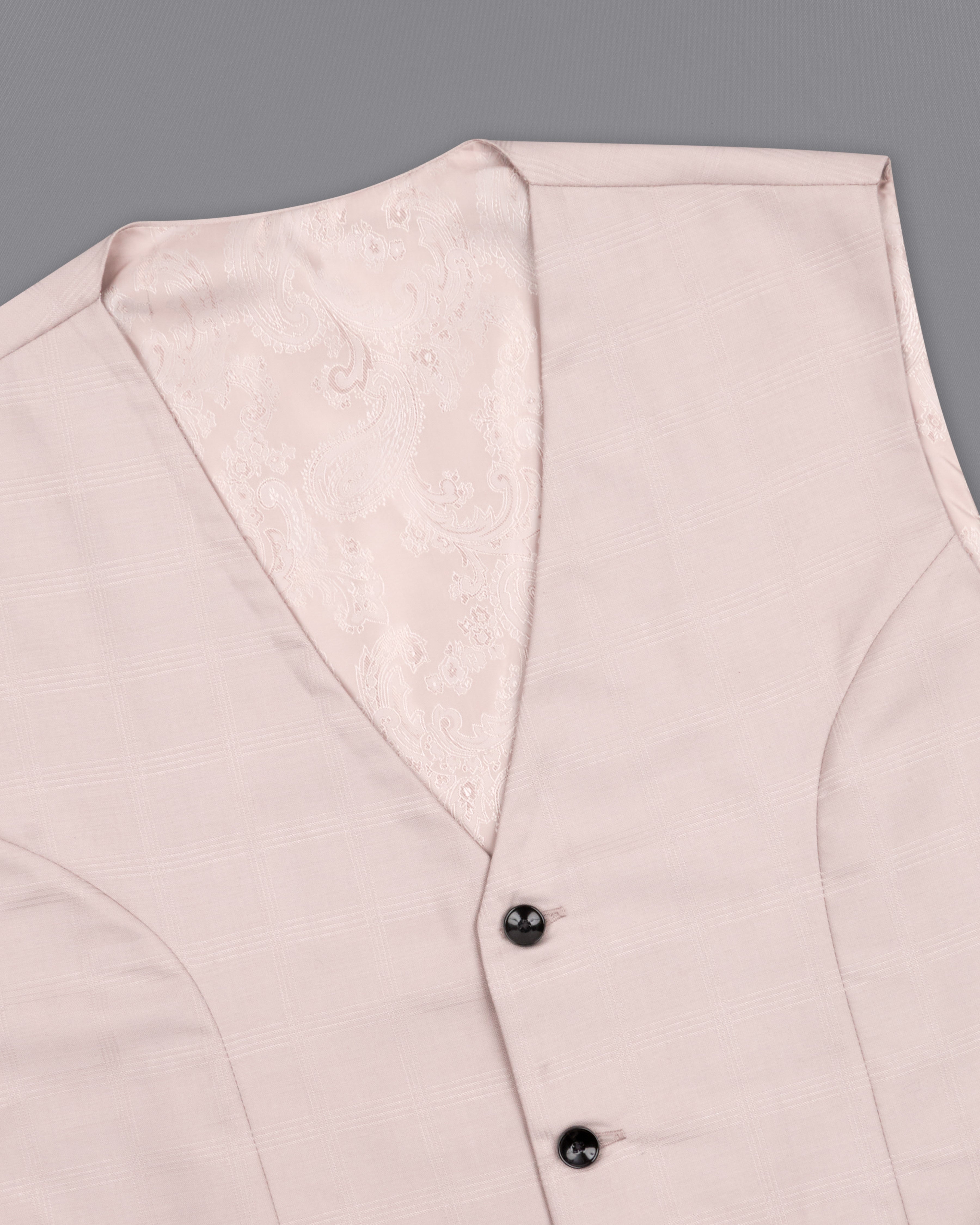 Pale Slate Peach Subtle Checkered Designer Waistcoat V2370-36, V2370-38, V2370-40, V2370-42, V2370-44, V2370-46, V2370-48, V2370-50, V2370-52, V2370-54, V2370-56, V2370-58, V2370-60