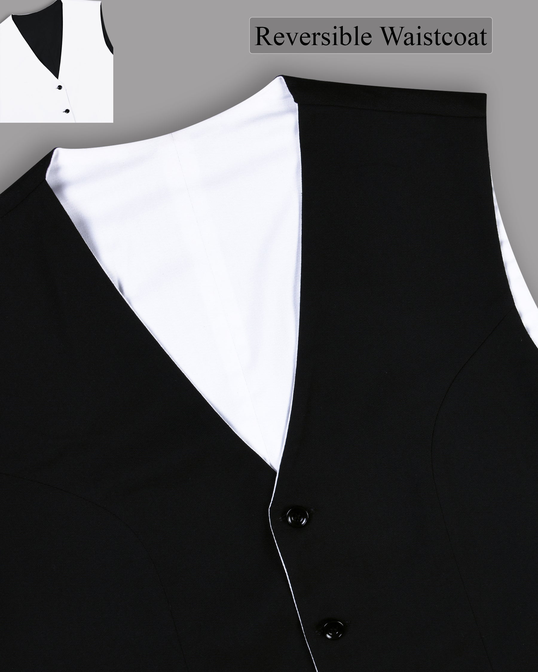 Jade Black And Bright White Reversible Waistcoat V245-40, V245-58, V245-60, V245-36, V245-42, V245-48, V245-38, V245-54, V245-50, V245-44, V245-52, V245-46, V245-56