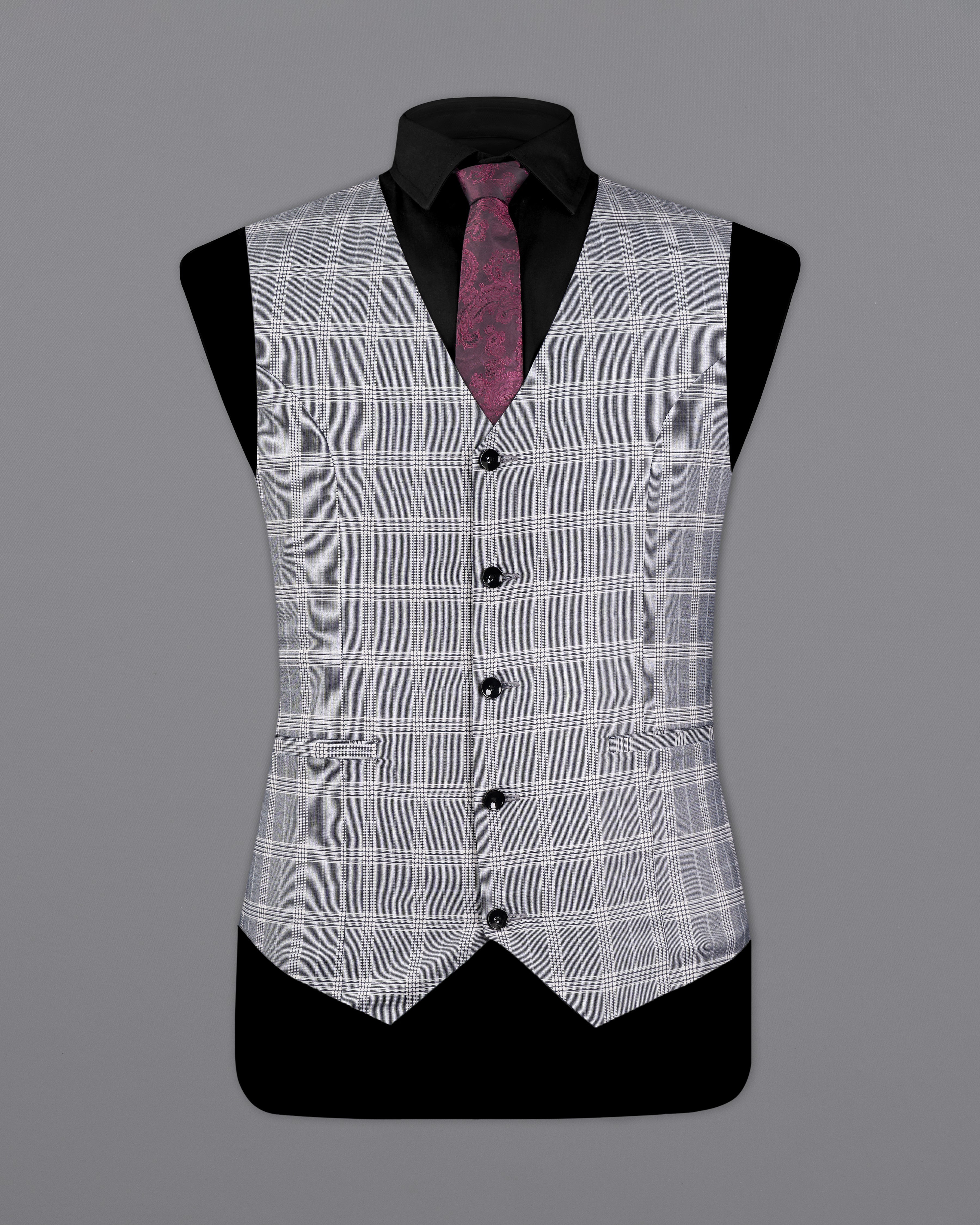 Monsoon Steel Gray Plaid Waistcoat V2693-36, V2693-38, V2693-40, V2693-42, V2693-44, V2693-46, V2693-48, V2693-50, V2693-52, V2693-54, V2693-56, V2693-58, V2693-60