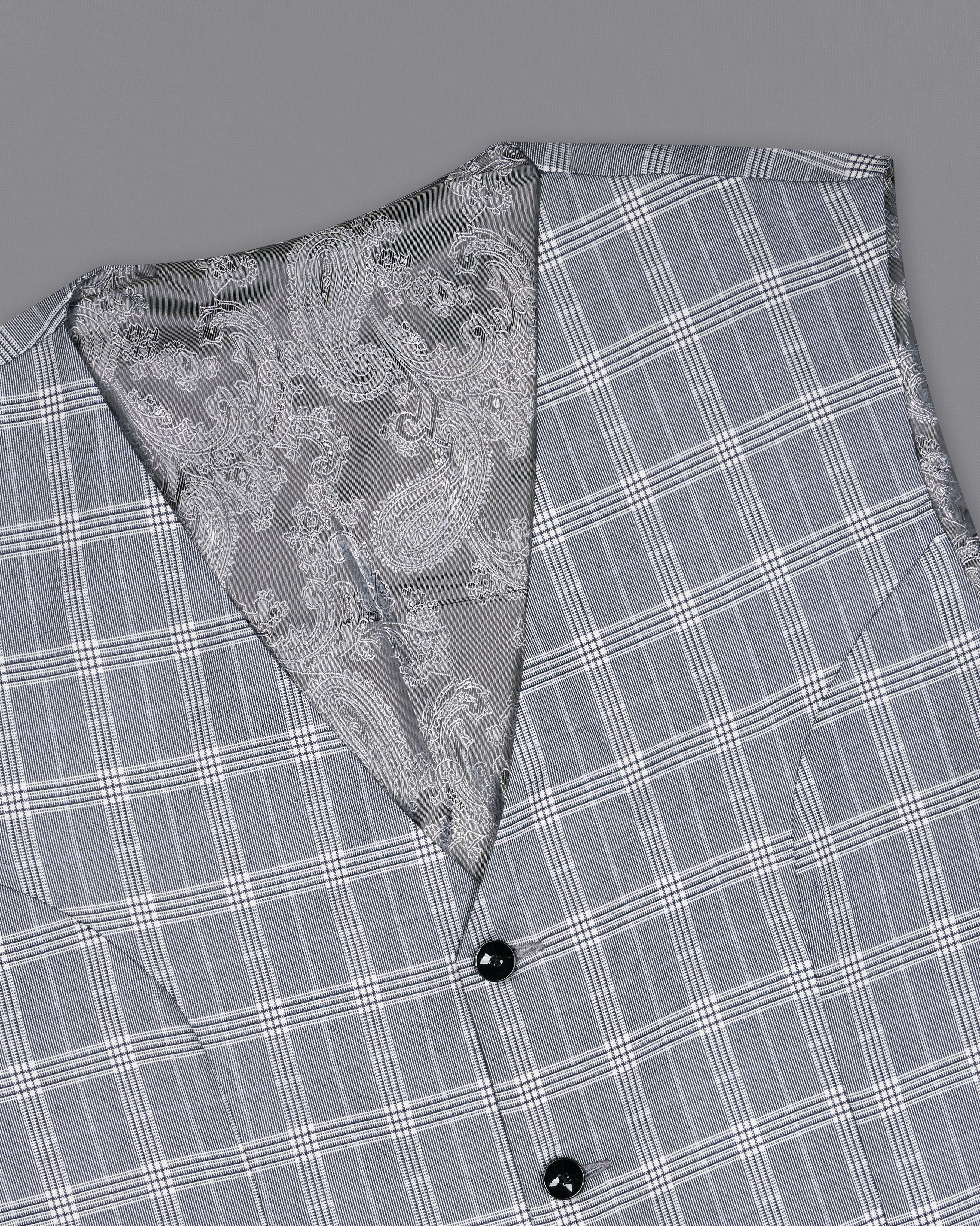 Monsoon Steel Gray Plaid Waistcoat V2693-36, V2693-38, V2693-40, V2693-42, V2693-44, V2693-46, V2693-48, V2693-50, V2693-52, V2693-54, V2693-56, V2693-58, V2693-60