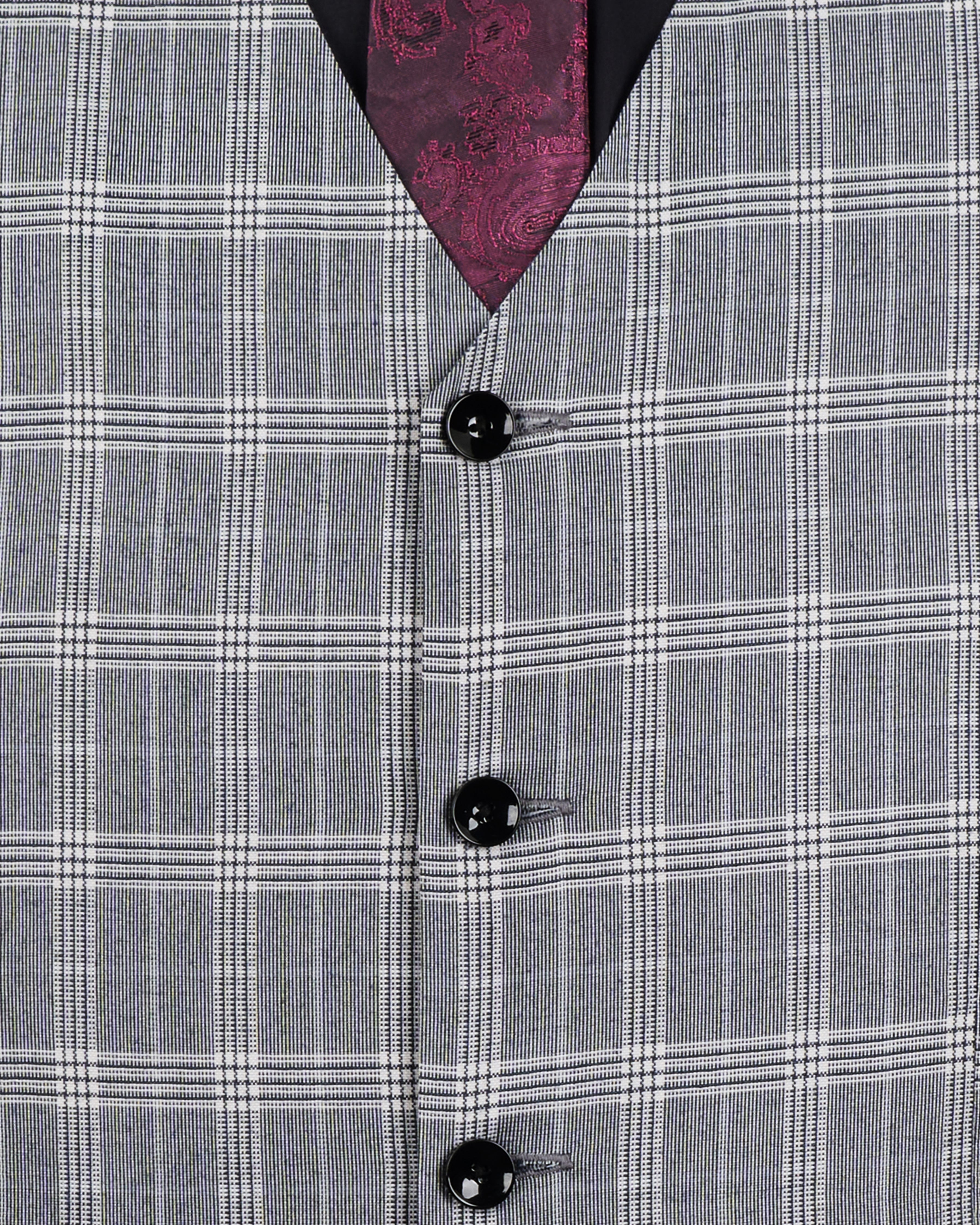 Monsoon Steel Gray Plaid Waistcoat V2693-36, V2693-38, V2693-40, V2693-42, V2693-44, V2693-46, V2693-48, V2693-50, V2693-52, V2693-54, V2693-56, V2693-58, V2693-60