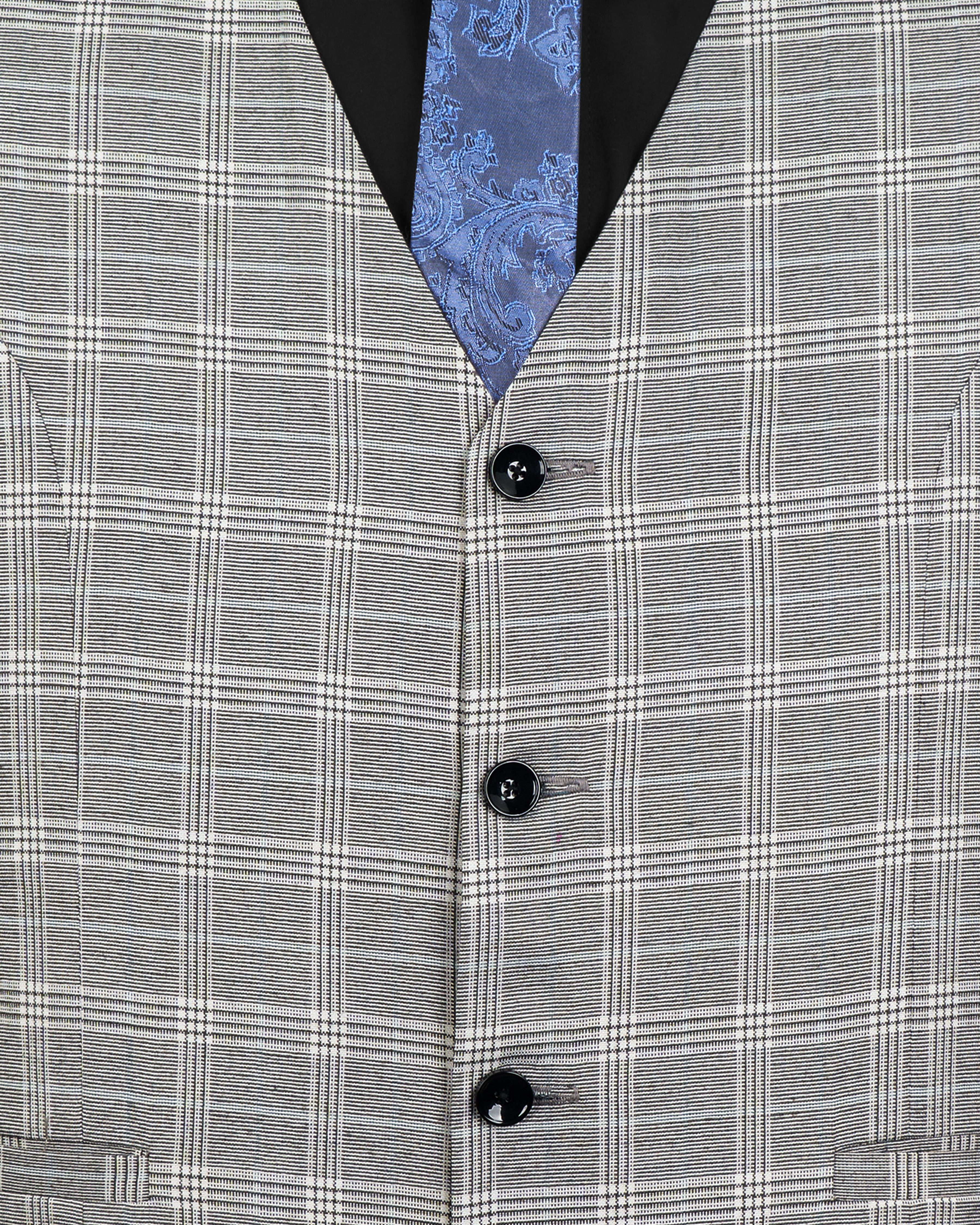 Bronco Gray and White Plaid Waistcoat V2708-36, V2708-38, V2708-40, V2708-42, V2708-44, V2708-46, V2708-48, V2708-50, V2708-52, V2708-54, V2708-56, V2708-58, V2708-60