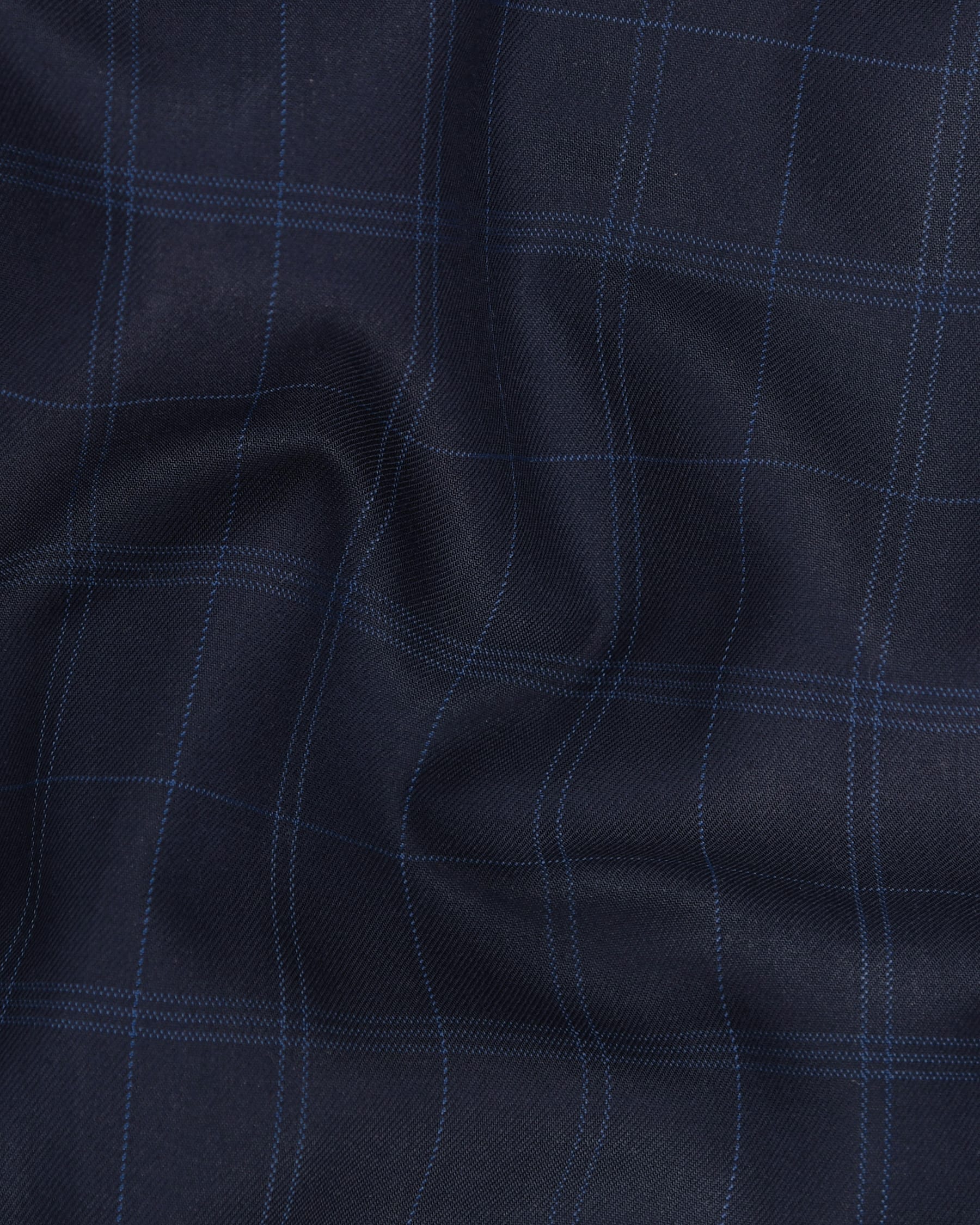 Navy Windowpane Wool Blend Waistcoat