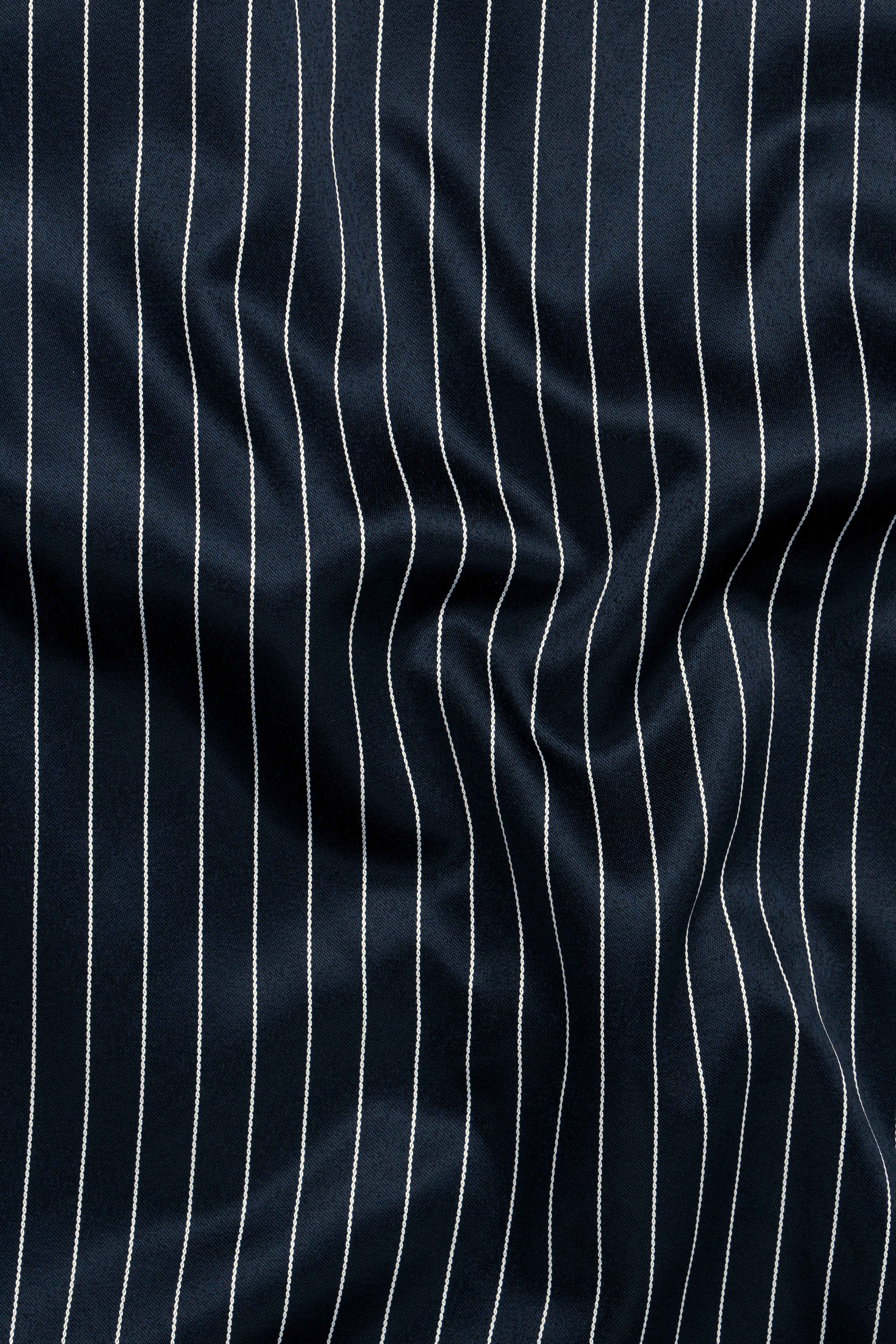 Gunmetal Blue with White Striped Wool Rich Waistcoat