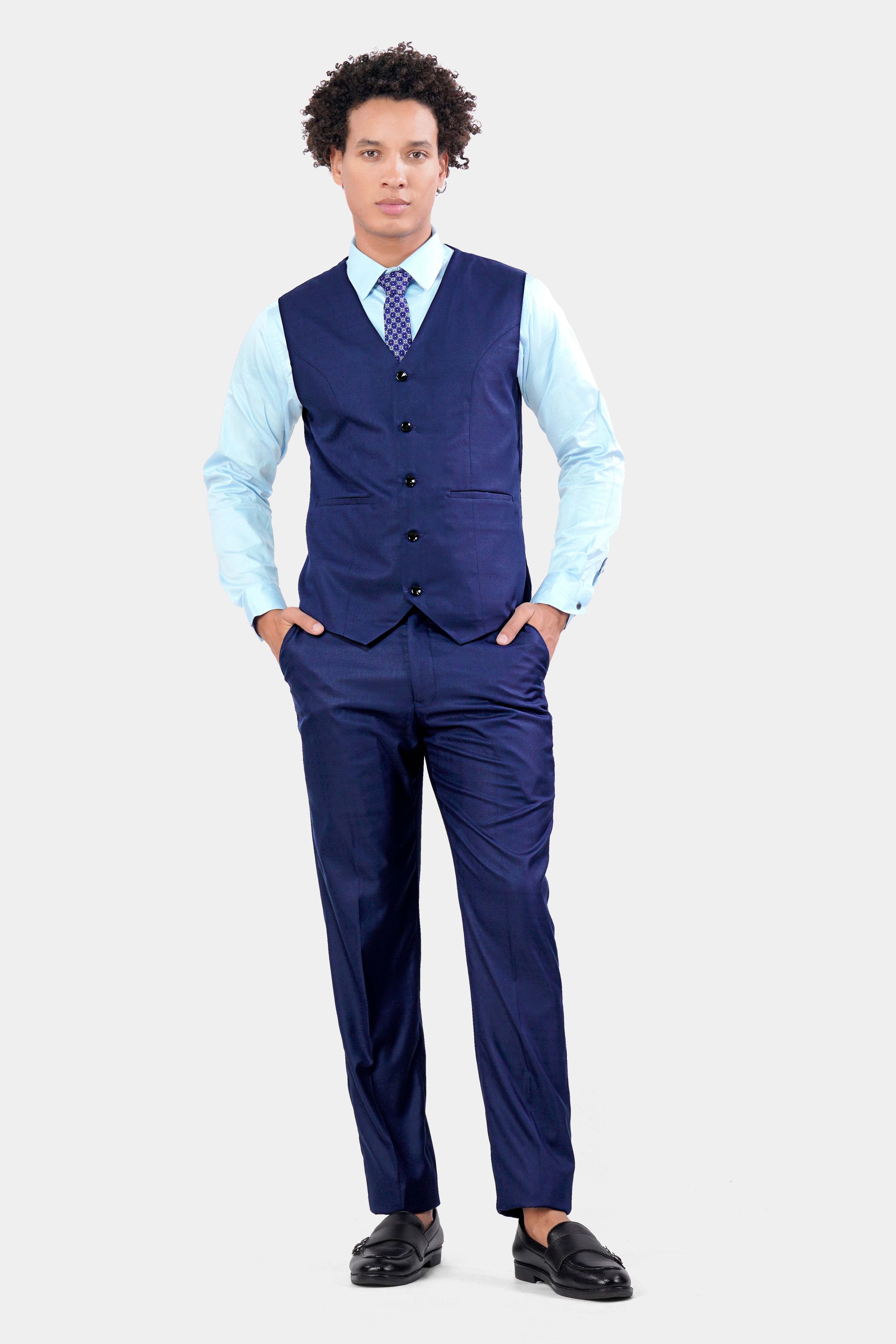 Cloud Burst Blue Wool Rich Waistcoat