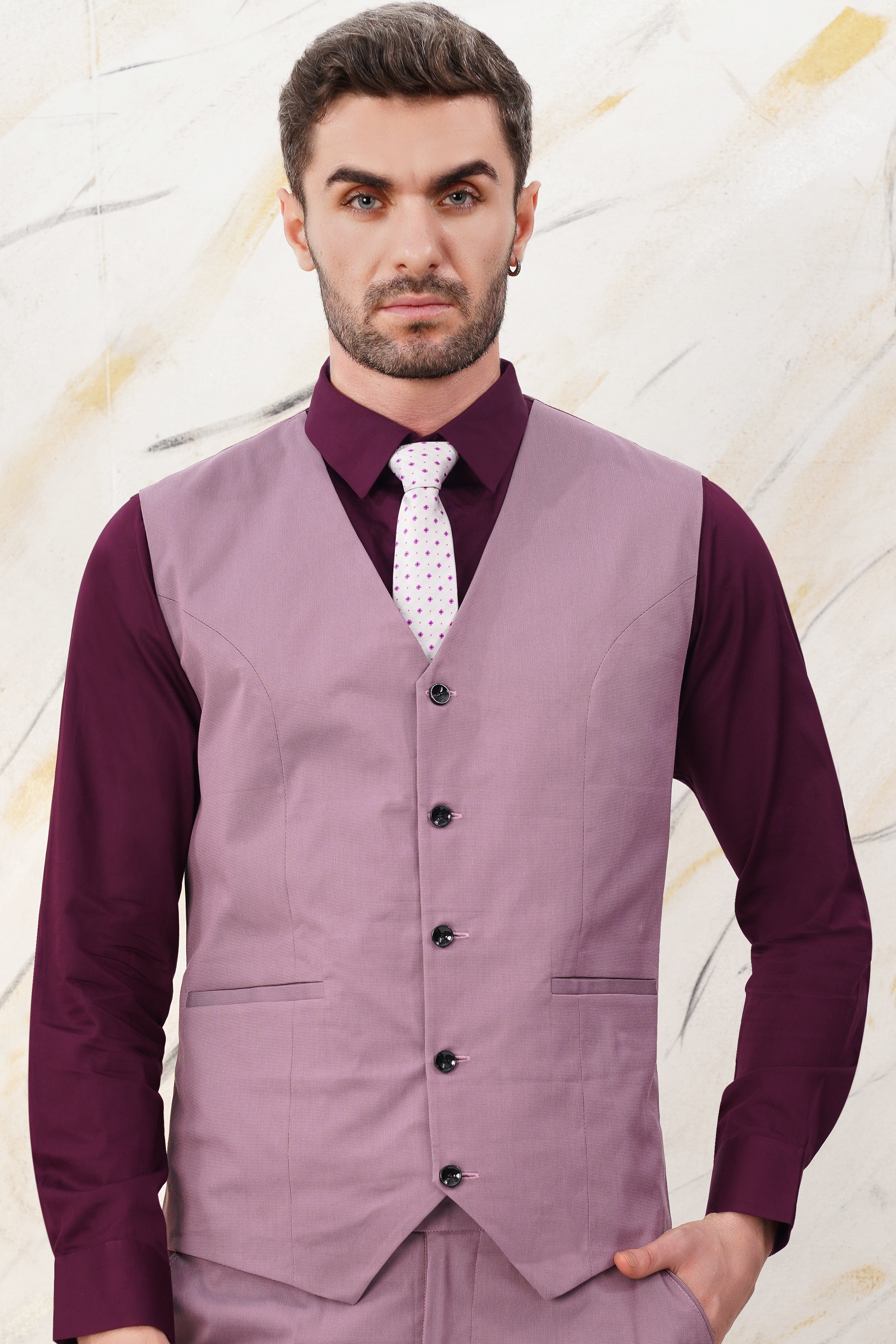 Orchid Lavender Premium Cotton Waistcoat V3071-36, V3071-38, V3071-40, V3071-42, V3071-44, V3071-46, V3071-48, V3071-50, V3071-71, V3071-54, V3071-56, V3071-58, V3071-60