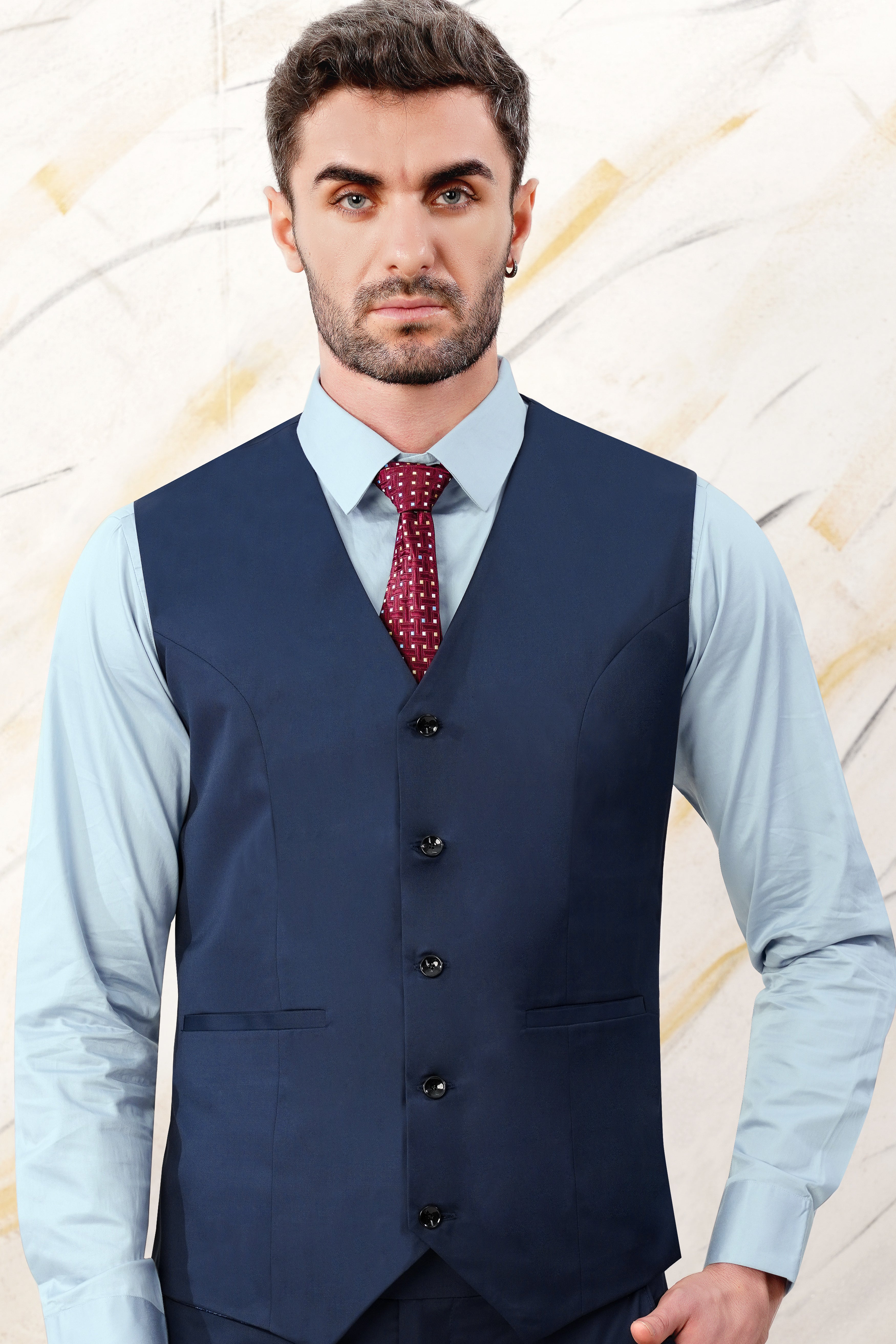 Cloud Burst Blue Wool Rich Waistcoat V3075-36, V3075-38, V3075-40, V3075-42, V3075-44, V3075-46, V3075-48, V3075-50, V3075-75, V3075-54, V3075-56, V3075-58, V3075-60