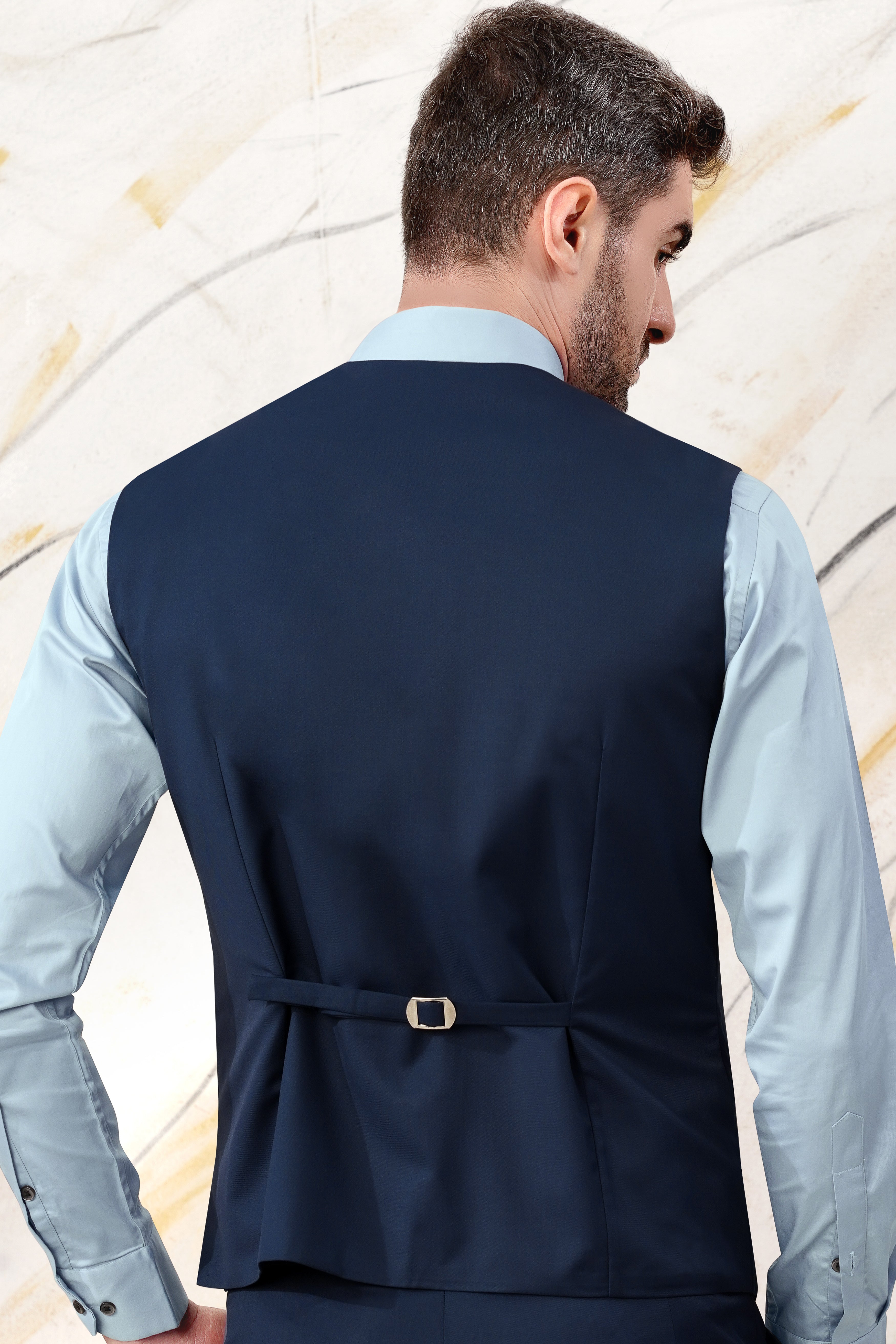 Cloud Burst Blue Wool Rich Waistcoat V3075-36, V3075-38, V3075-40, V3075-42, V3075-44, V3075-46, V3075-48, V3075-50, V3075-75, V3075-54, V3075-56, V3075-58, V3075-60