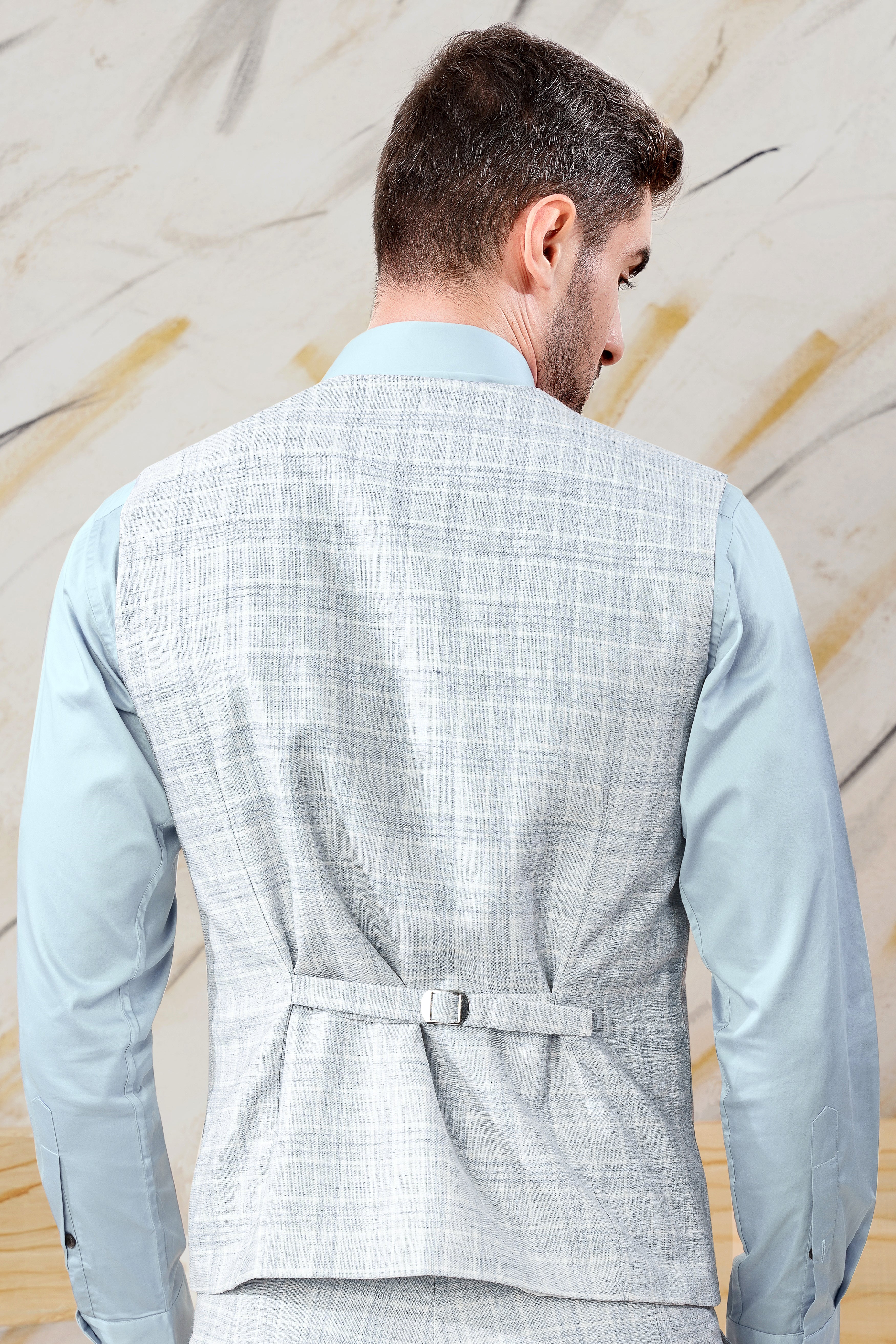 Gainsboro Blue Plaid Wool Rich Waistcoat V3076-36, V3076-38, V3076-40, V3076-42, V3076-44, V3076-46, V3076-48, V3076-50, V3076-76, V3076-54, V3076-56, V3076-58, V3076-60