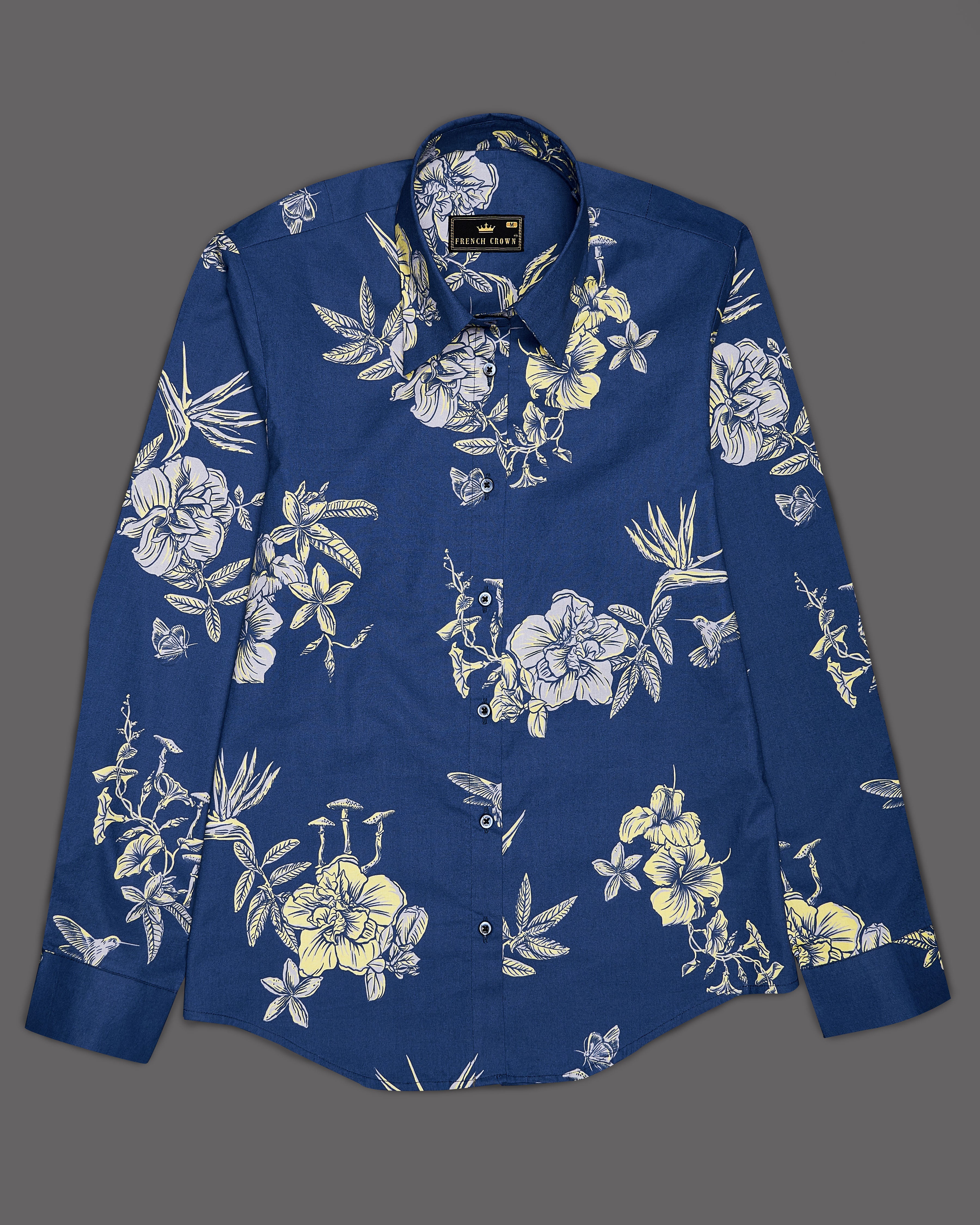 Dianne Blue Floral Printed Premium Cotton Shirt WS054-BLE-32, WS054-BLE-34, WS054-BLE-36, WS054-BLE-38, WS054-BLE-40, WS054-BLE-42