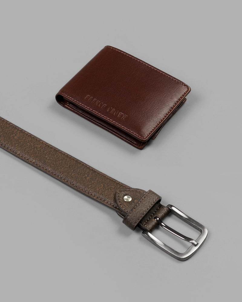 Pack Of 1 Brown Wallet And 1 Brown Belt WB-08/22-28, WB-08/22-30, WB-08/22-32, WB-08/22-34, WB-08/22-36, WB-08/22-38