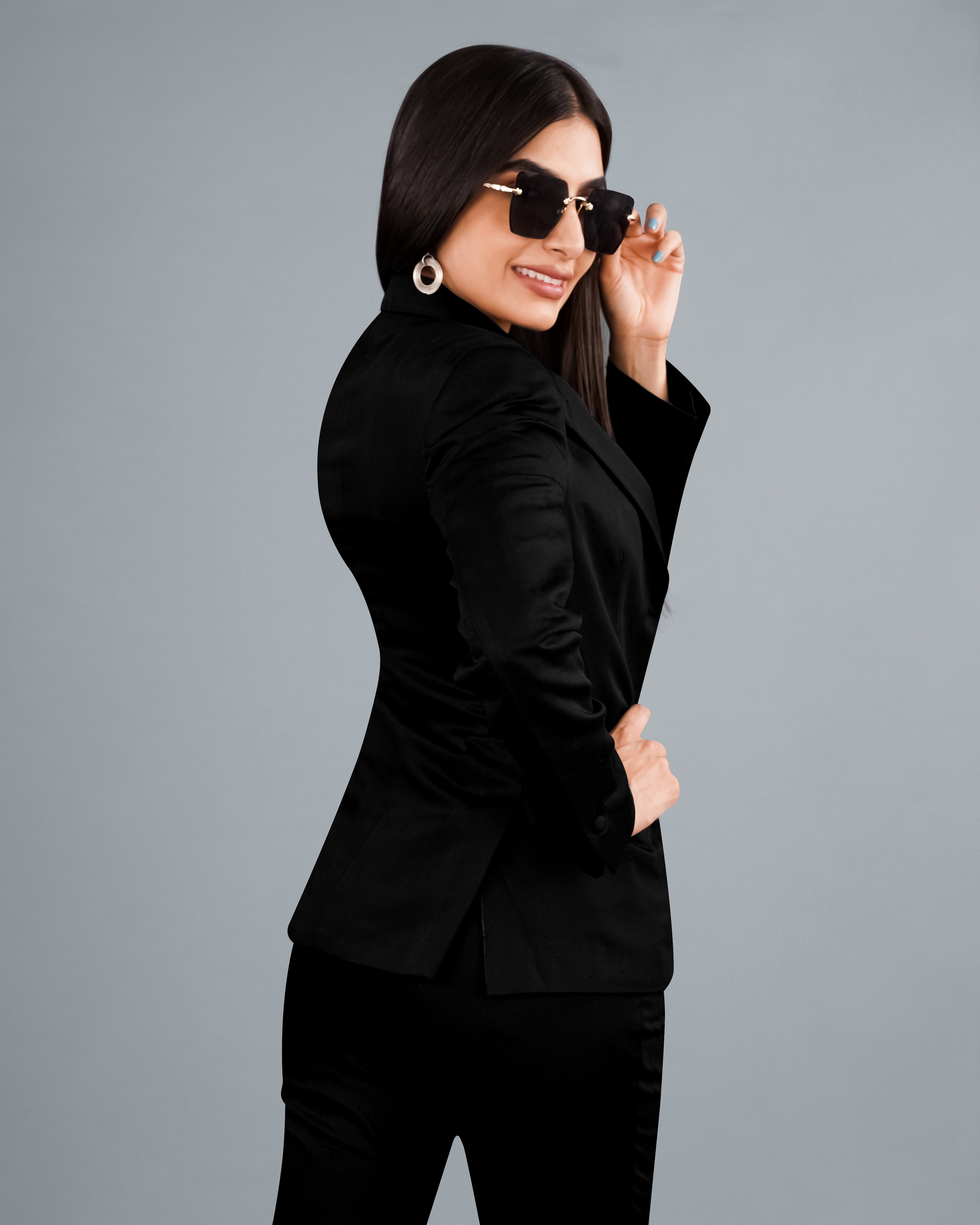 Jade Black Premium Cotton Women's Blazer WBL001-SB-FB-32, WBL001-SB-FB-34, WBL001-SB-FB-36, WBL001-SB-FB-38, WBL001-SB-FB-40, WBL001-SB-FB-42