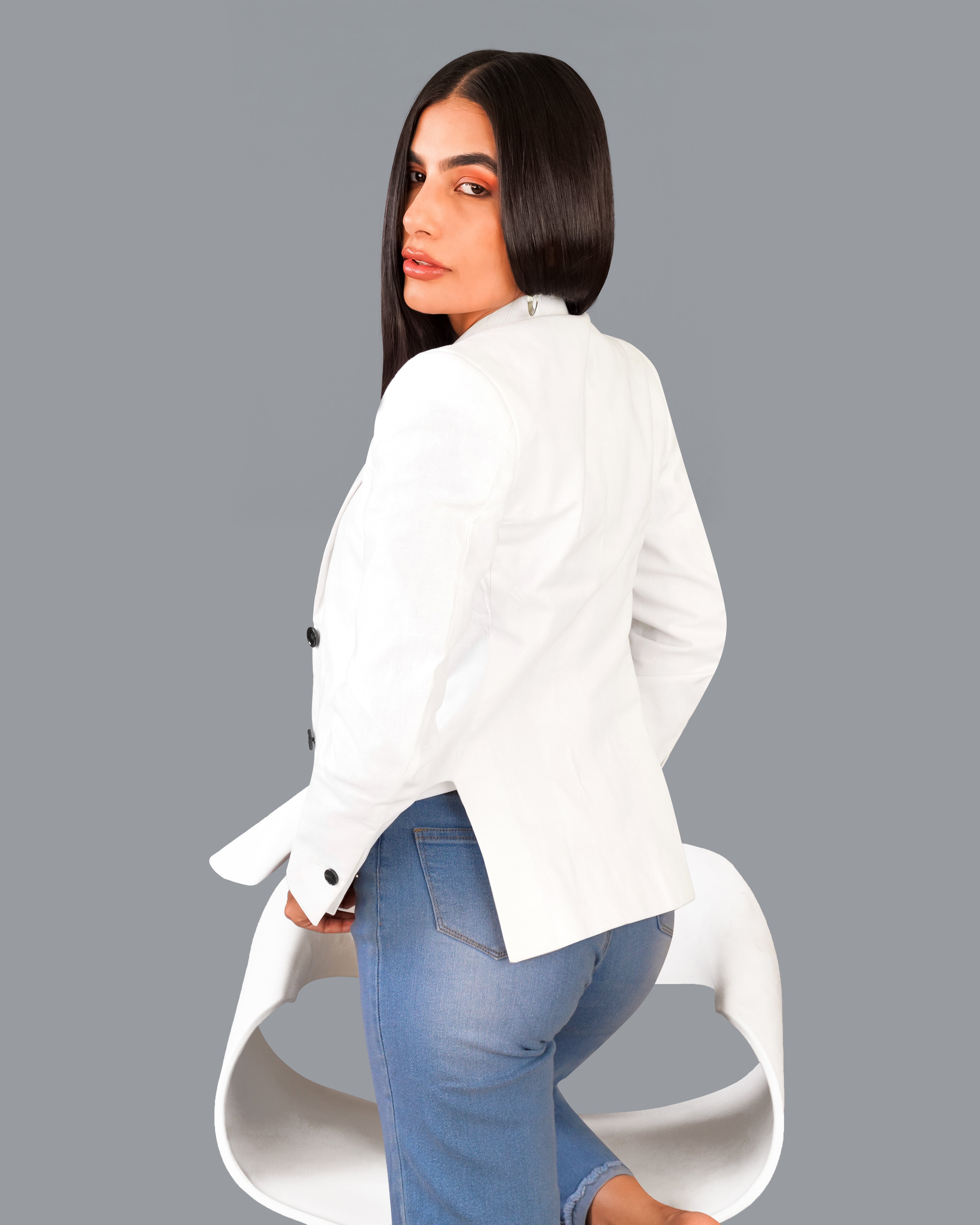 Bright White Premium Linen Women's Blazer WBL006-SB-32, WBL006-SB-34, WBL006-SB-36, WBL006-SB-38, WBL006-SB-40, WBL006-SB-42