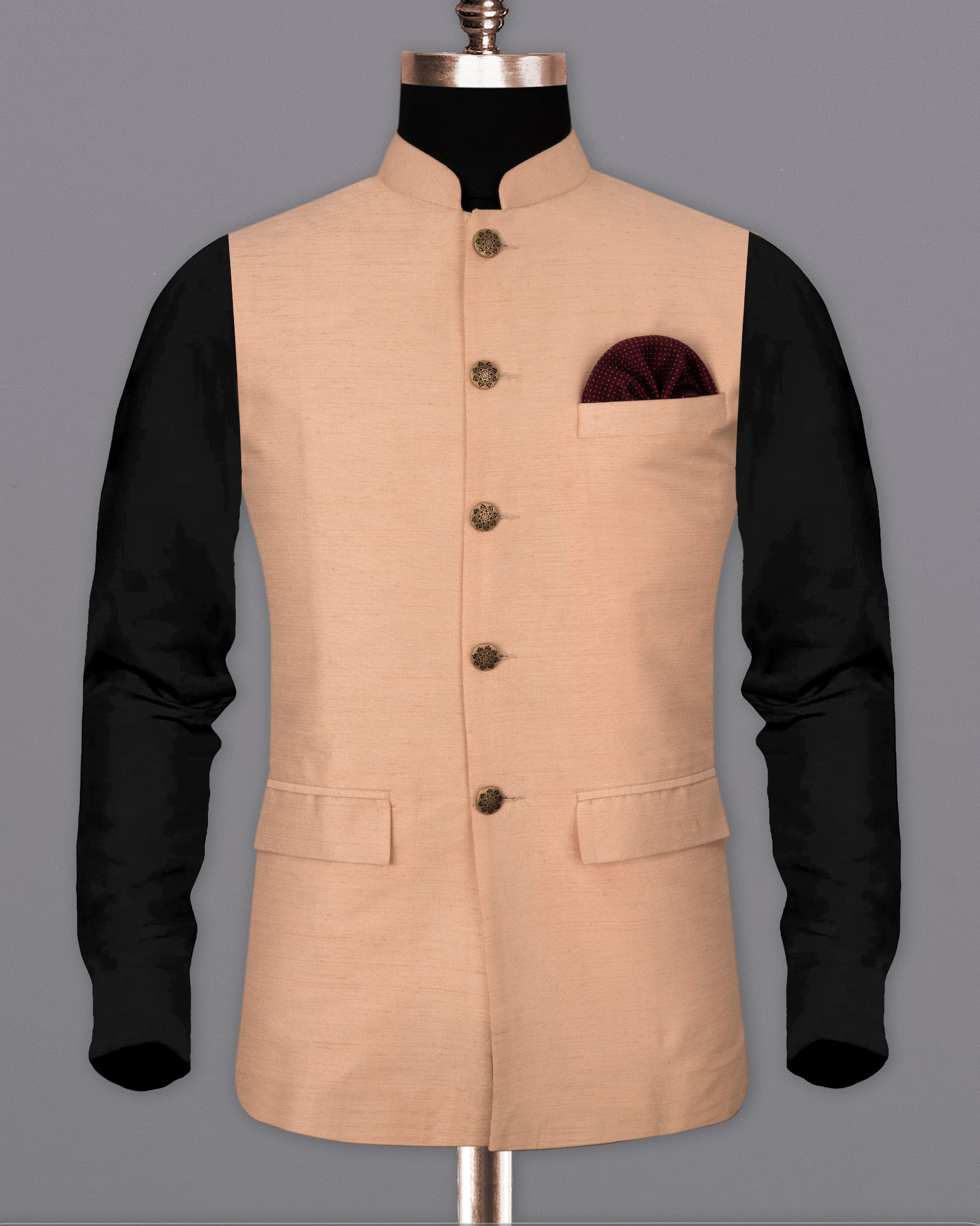 Cashmere Textured Nehru Jacket WC1645-36, WC1645-38, WC1645-40, WC1645-42, WC1645-44, WC1645-46, WC1645-48, WC1645-50, WC1645-52, WC1645-54, WC1645-56, WC1645-58, WC1645-60