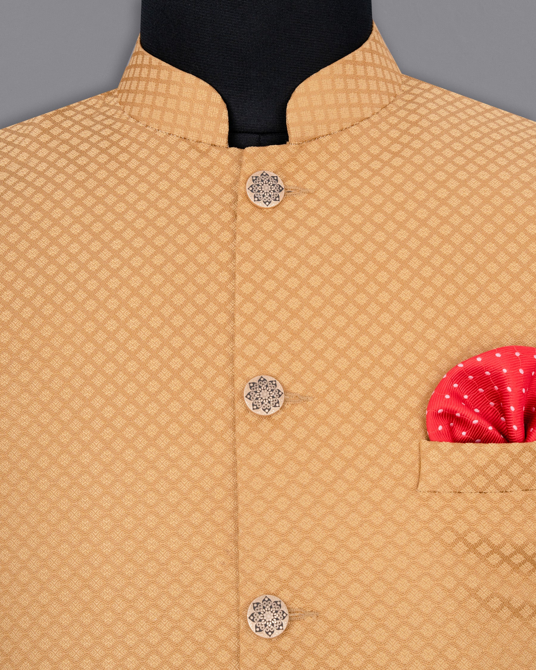 Whiskey Brown Textured Nehru Jacket WC1650-36, WC1650-38, WC1650-40, WC1650-42, WC1650-44, WC1650-46, WC1650-48, WC1650-50, WC1650-52, WC1650-54, WC1650-56, WC1650-58, WC1650-60