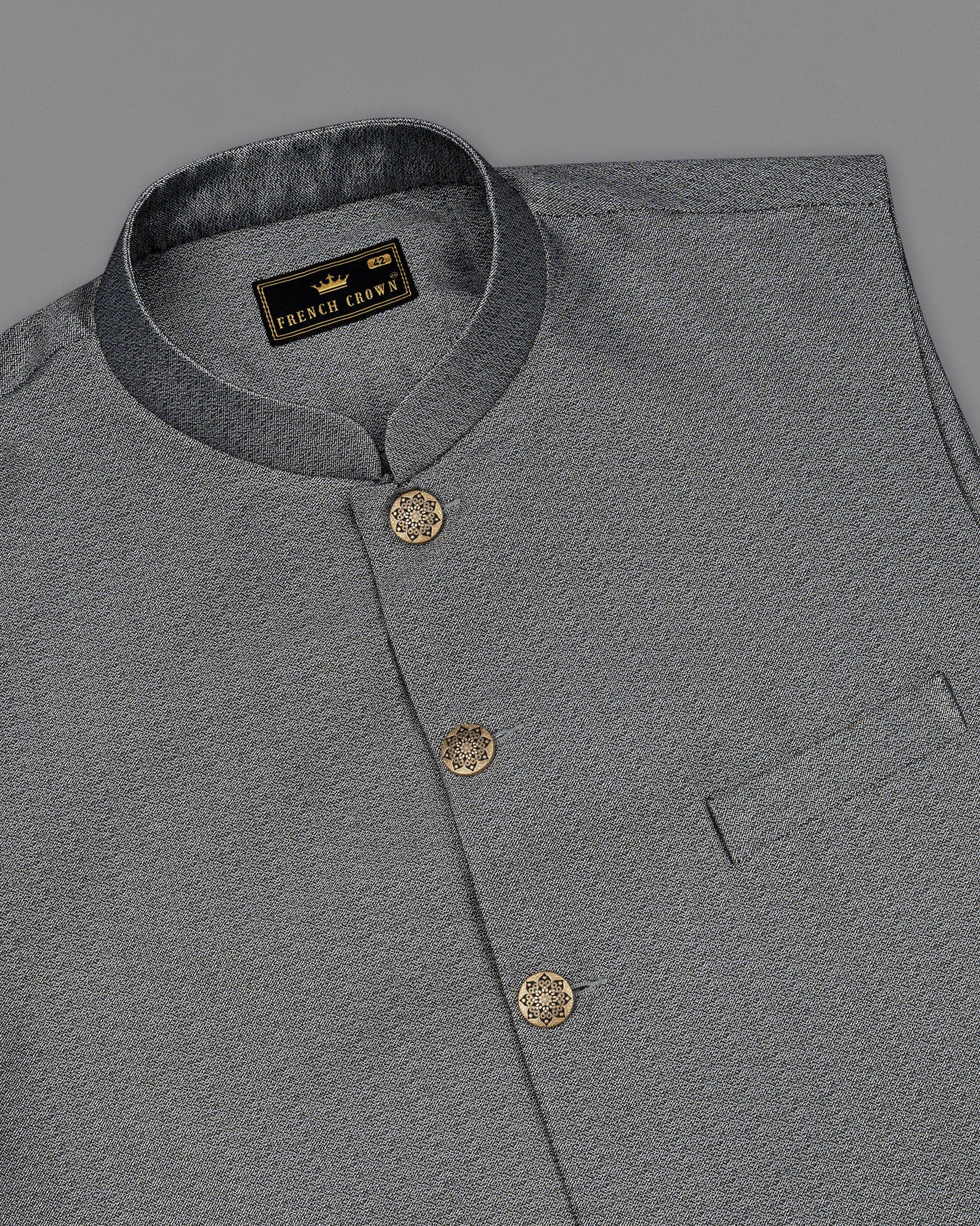 Friar Gray Textured Nehru Jacket WC1662-36, WC1662-38, WC1662-40, WC1662-42, WC1662-44, WC1662-46, WC1662-48, WC1662-50, WC1662-52, WC1662-54, WC1662-56, WC1662-58, WC1662-60