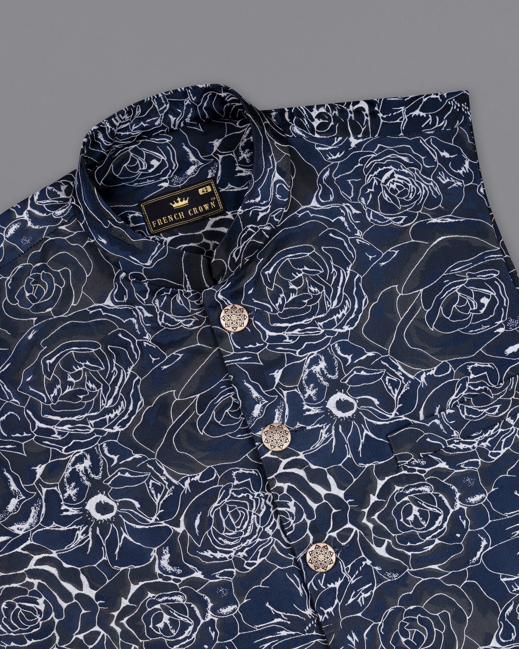 Bleached Cedar Rose Jacquard Textured Nehru Jacket WC1663-36, WC1663-38, WC1663-40, WC1663-42, WC1663-44, WC1663-46, WC1663-48, WC1663-50, WC1663-52, WC1663-54, WC1663-56, WC1663-58, WC1663-60