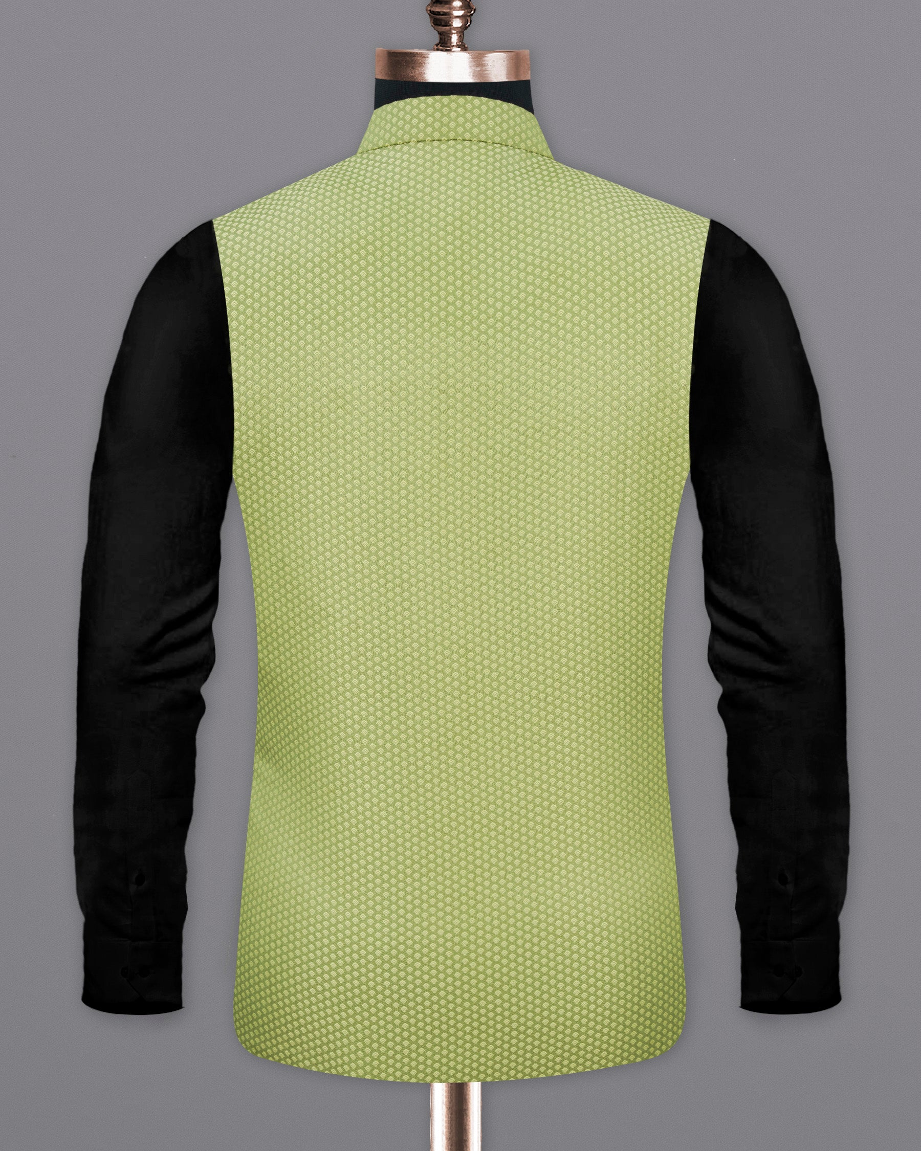 Olivine Green Textured Nehru Jacket WC1674-36, WC1674-38, WC1674-40, WC1674-42, WC1674-44, WC1674-46, WC1674-48, WC1674-50, WC1674-52, WC1674-54, WC1674-56, WC1674-58, WC1674-60