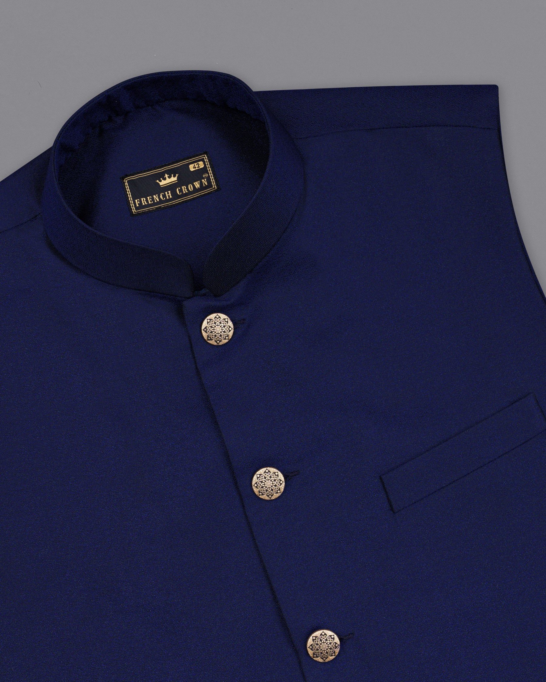 Cloud Burst Blue Textured Nehru Jacket WC1684-36, WC1684-38, WC1684-40, WC1684-42, WC1684-44, WC1684-46, WC1684-48, WC1684-50, WC1684-52, WC1684-54, WC1684-56, WC1684-58, WC1684-60