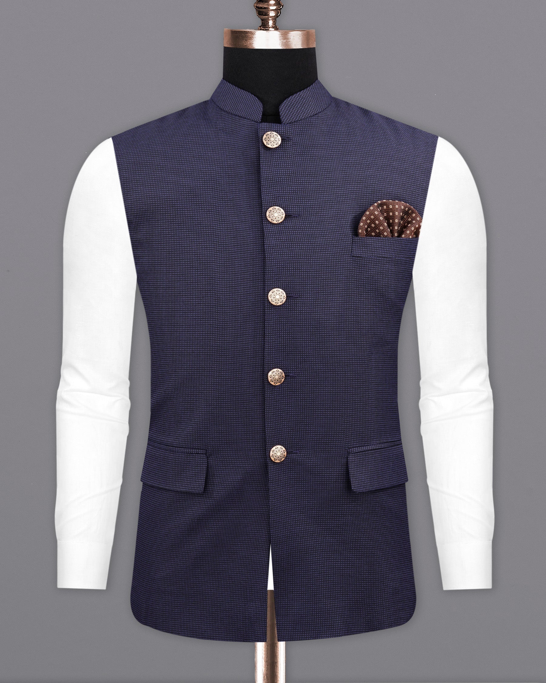 Ebony Clay Blue Bandhgala Nehru Jacket