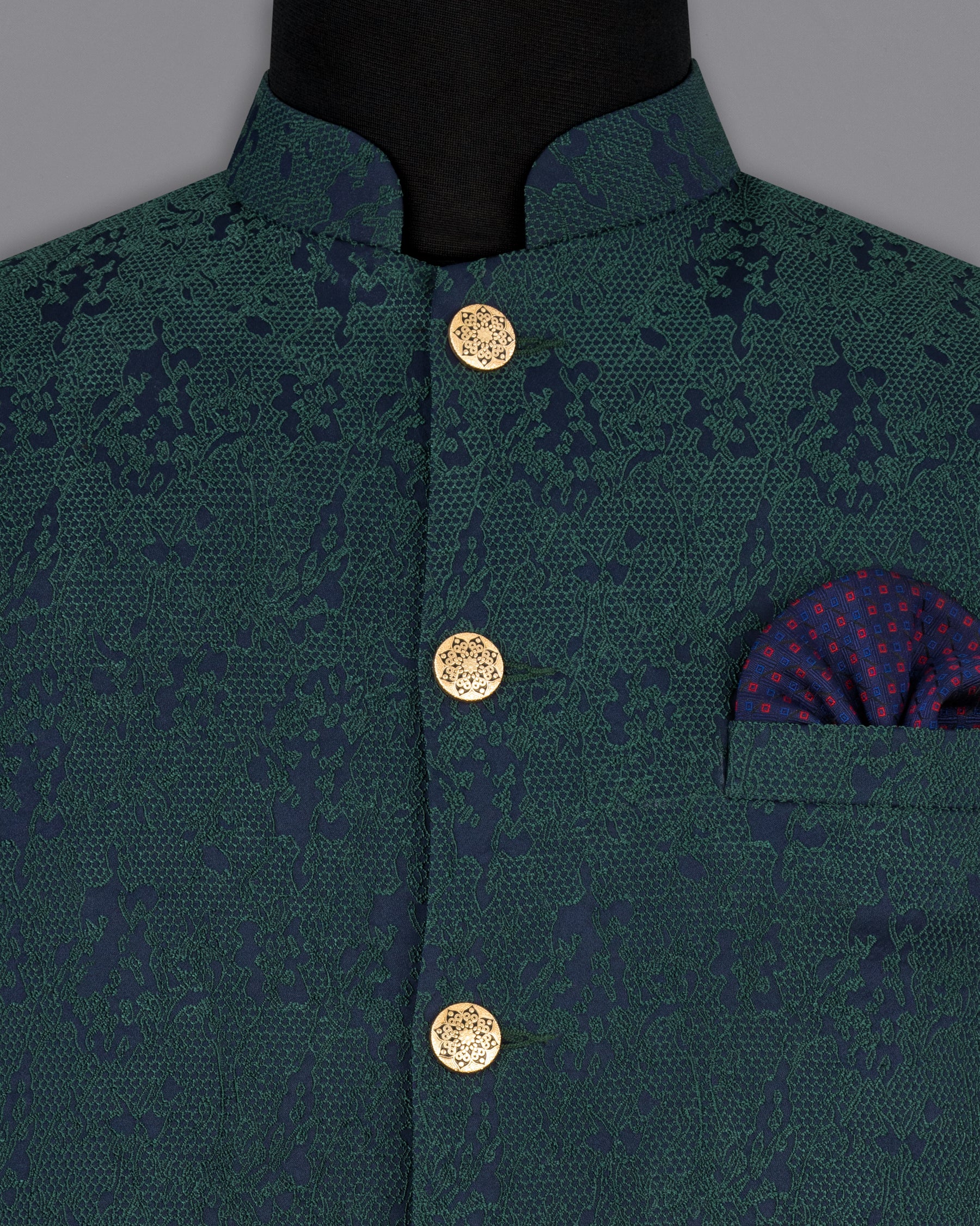 Timber Green Ditsy Textured Jacquard Designer Nehru Jacket WC2177-36, WC2177-38, WC2177-40, WC2177-42, WC2177-44, WC2177-46, WC2177-48, WC2177-50, WC2177-52, WC2177-54, WC2177-56, WC2177-58, WC2177-60