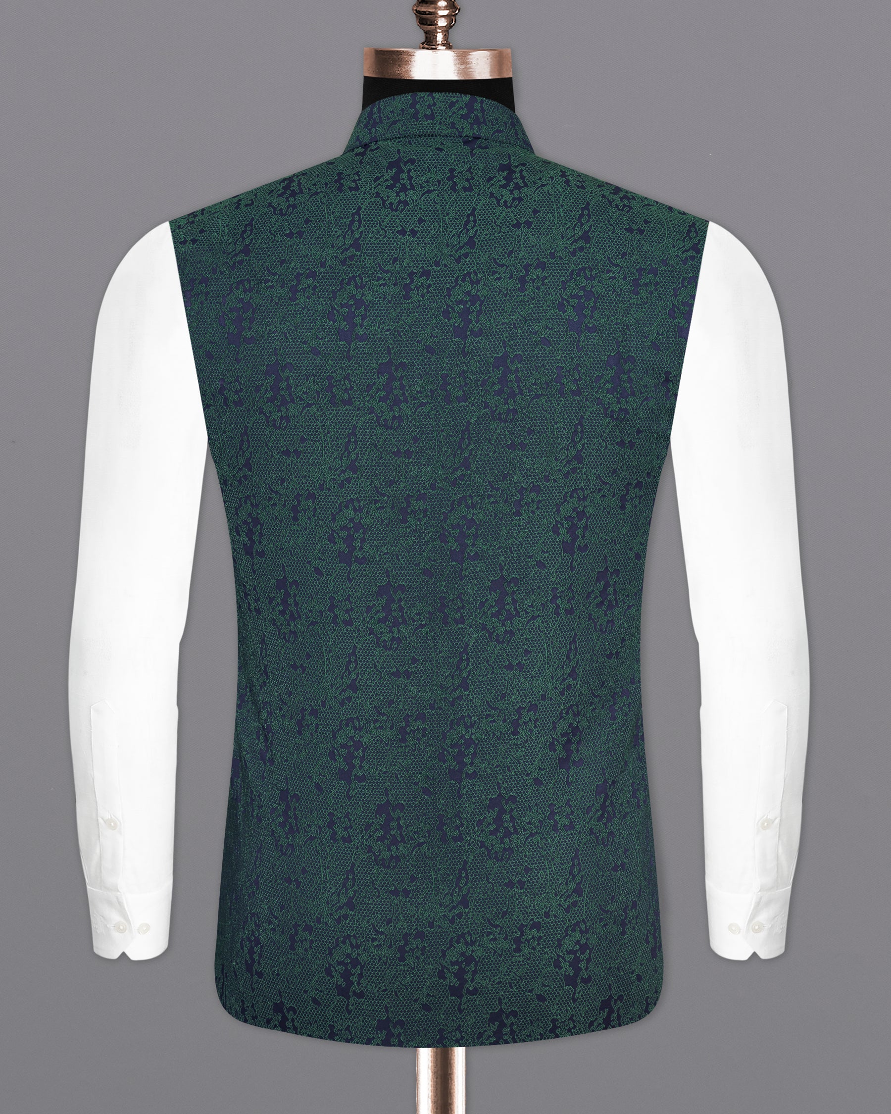 Timber Green Ditsy Textured Jacquard Designer Nehru Jacket WC2177-36, WC2177-38, WC2177-40, WC2177-42, WC2177-44, WC2177-46, WC2177-48, WC2177-50, WC2177-52, WC2177-54, WC2177-56, WC2177-58, WC2177-60