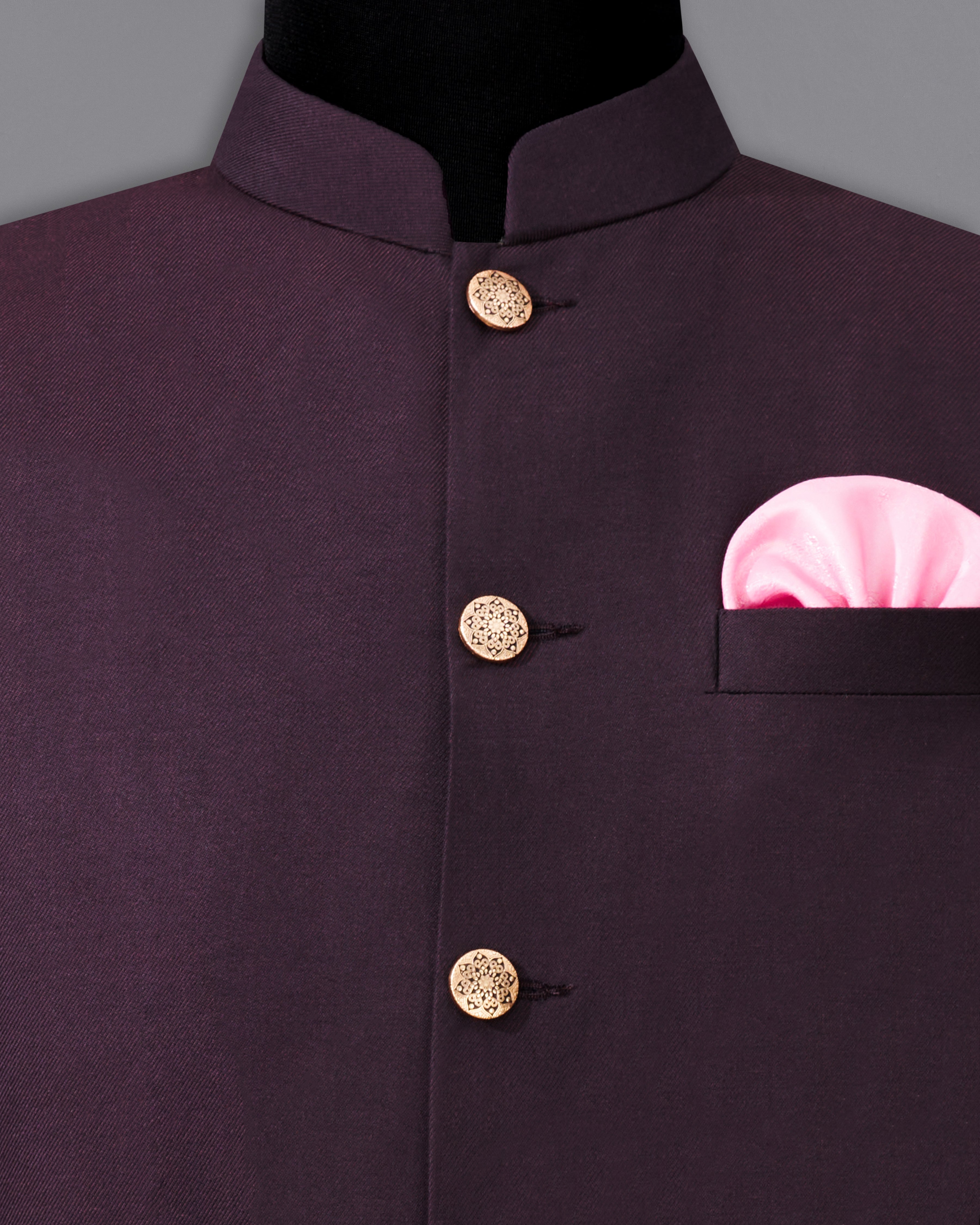 Eclipse Wine Textured Nehru Jacket WC2256-36, WC2256-38, WC2256-40, WC2256-42, WC2256-44, WC2256-46, WC2256-48, WC2256-50, WC2256-52, WC2256-54, WC2256-56, WC2256-58, WC2256-60