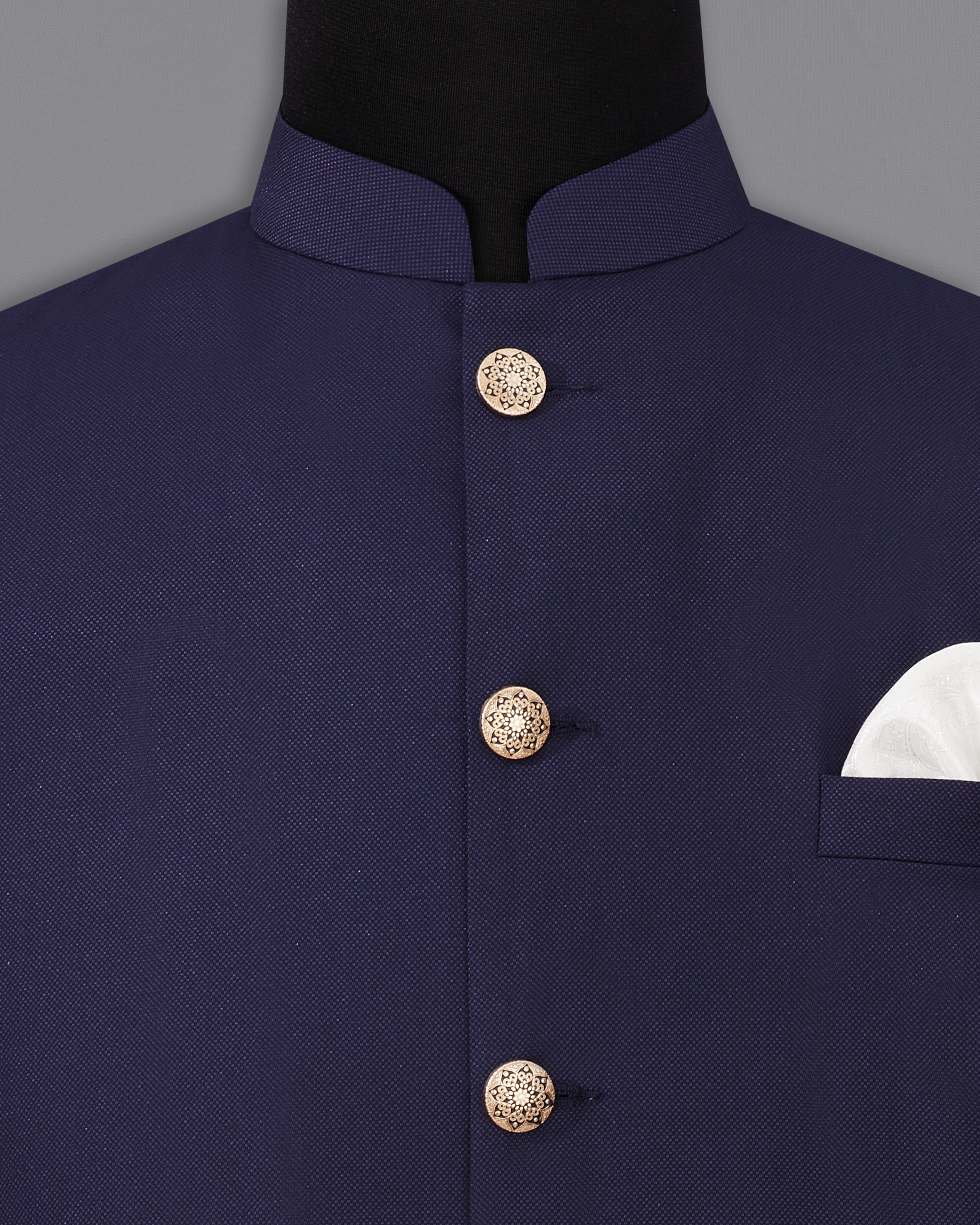 Ebony Clay Navy Blue Nehru Jacket WC2265-36, WC2265-38, WC2265-40, WC2265-42, WC2265-44, WC2265-46, WC2265-48, WC2265-50, WC2265-52, WC2265-54, WC2265-56, WC2265-58, WC2265-60