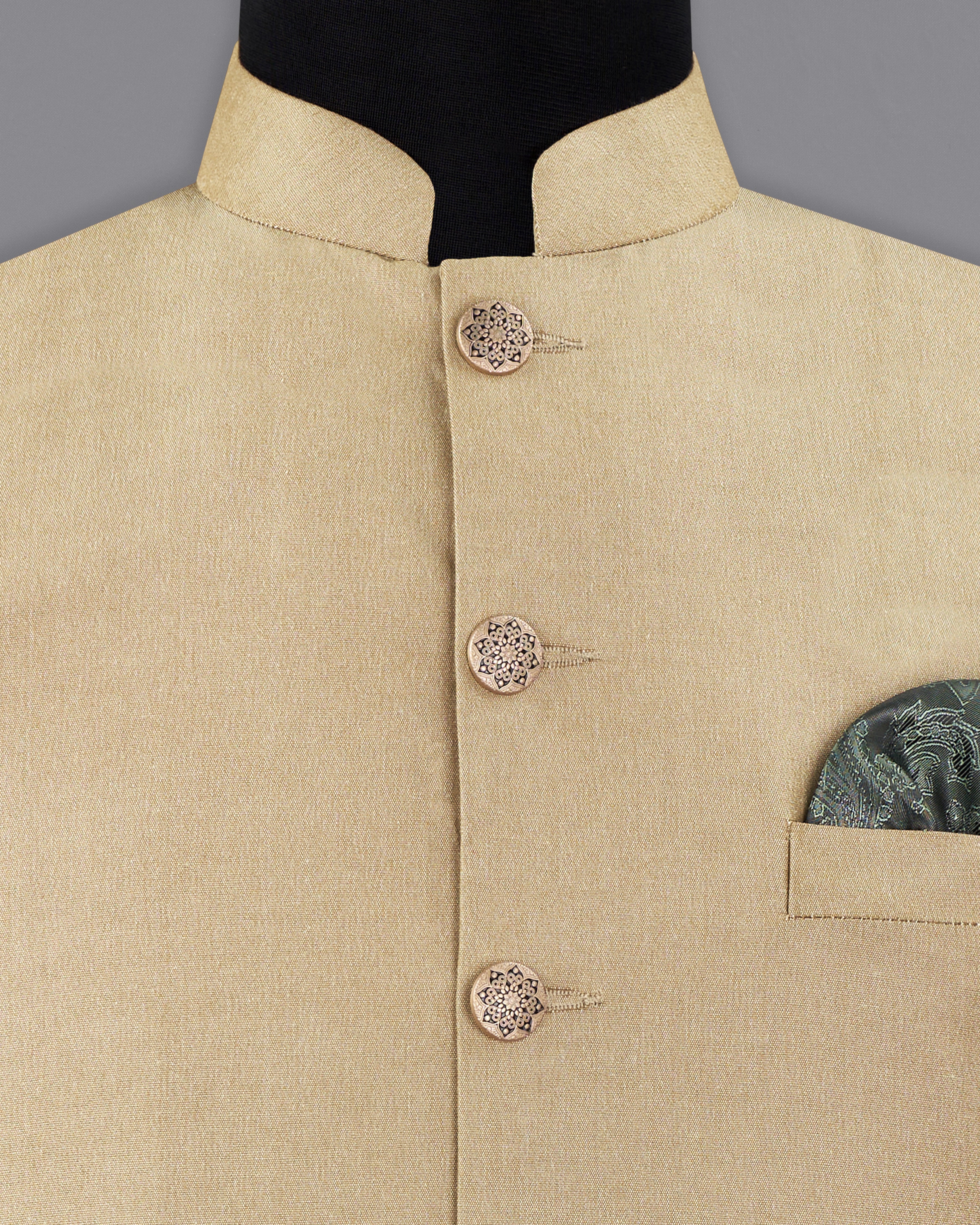 Heathered Light Brown Nehru Jacket WC2718-36, WC2718-38, WC2718-40, WC2718-42, WC2718-44, WC2718-46, WC2718-48, WC2718-50, WC2718-52, WC2718-54, WC2718-56, WC2718-58, WC2718-60