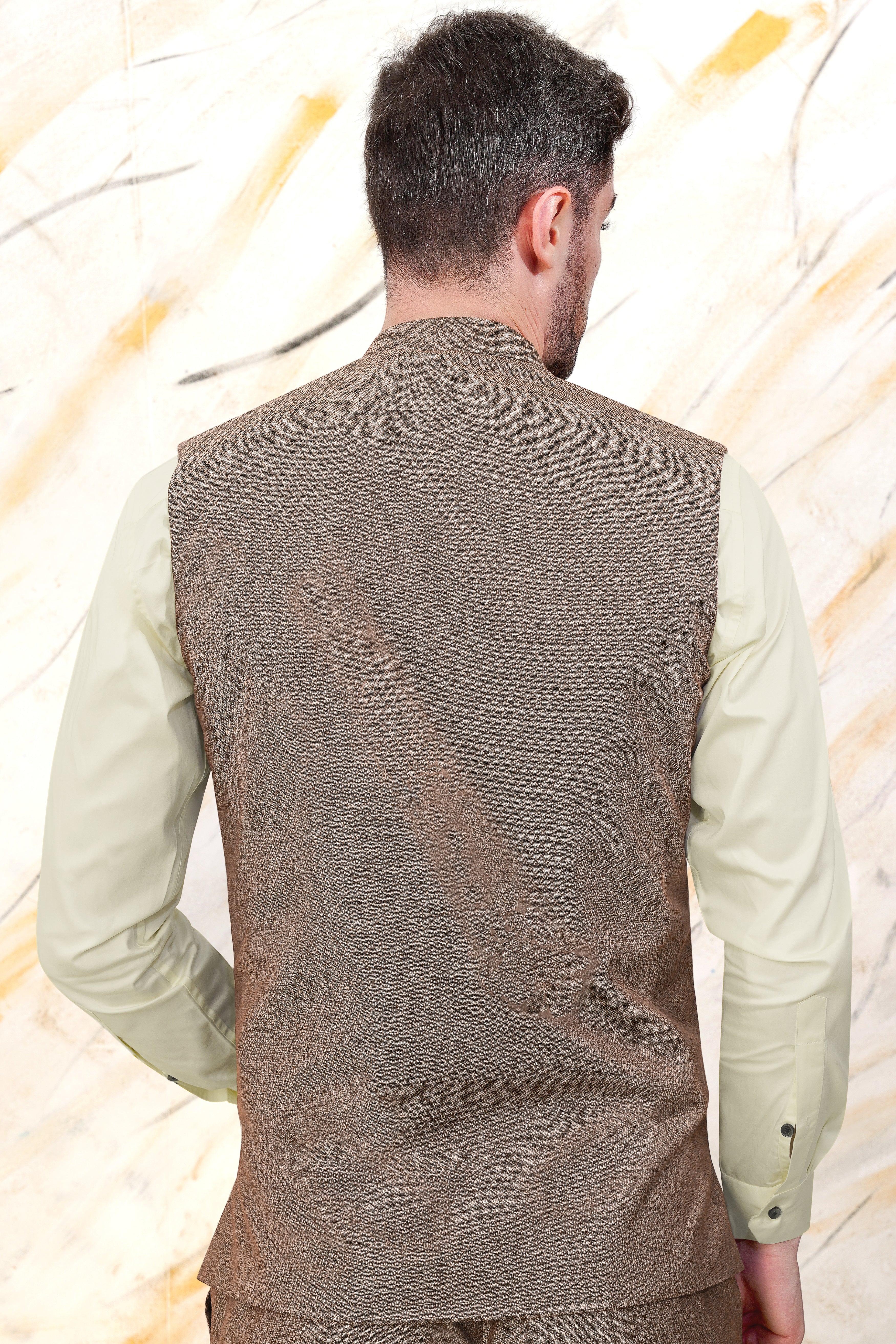 Hemp Brown Wool Rich Nehru Jacket WC3058-36, WC3058-38, WC3058-40, WC3058-42, WC3058-44, WC3058-46, WC3058-48, WC3058-50, WC3058-52, WC3058-54, WC3058-56, WC3058-58, WC3058-60