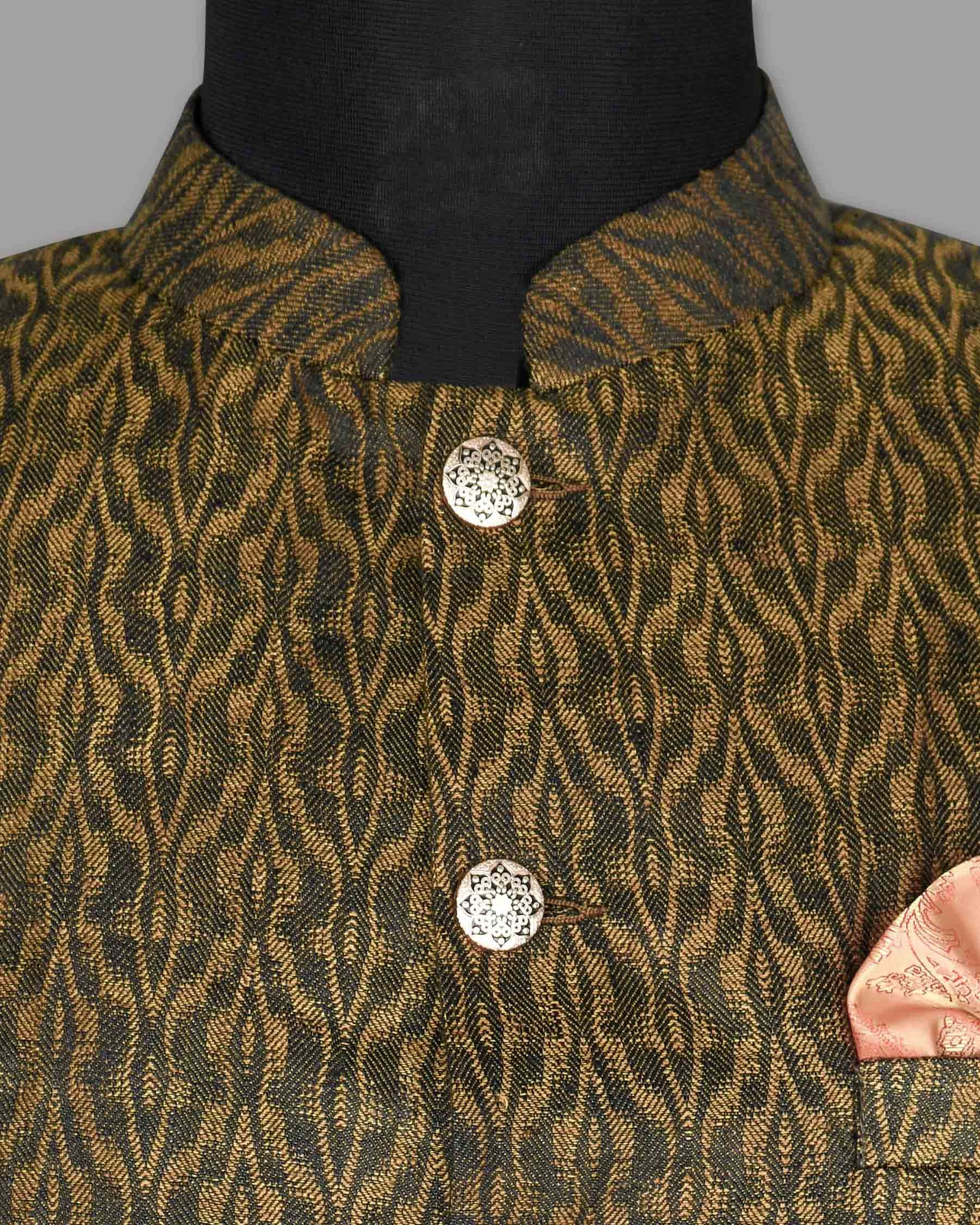 Brown Snake Skin jacquard Patterned Designer Waistcoat