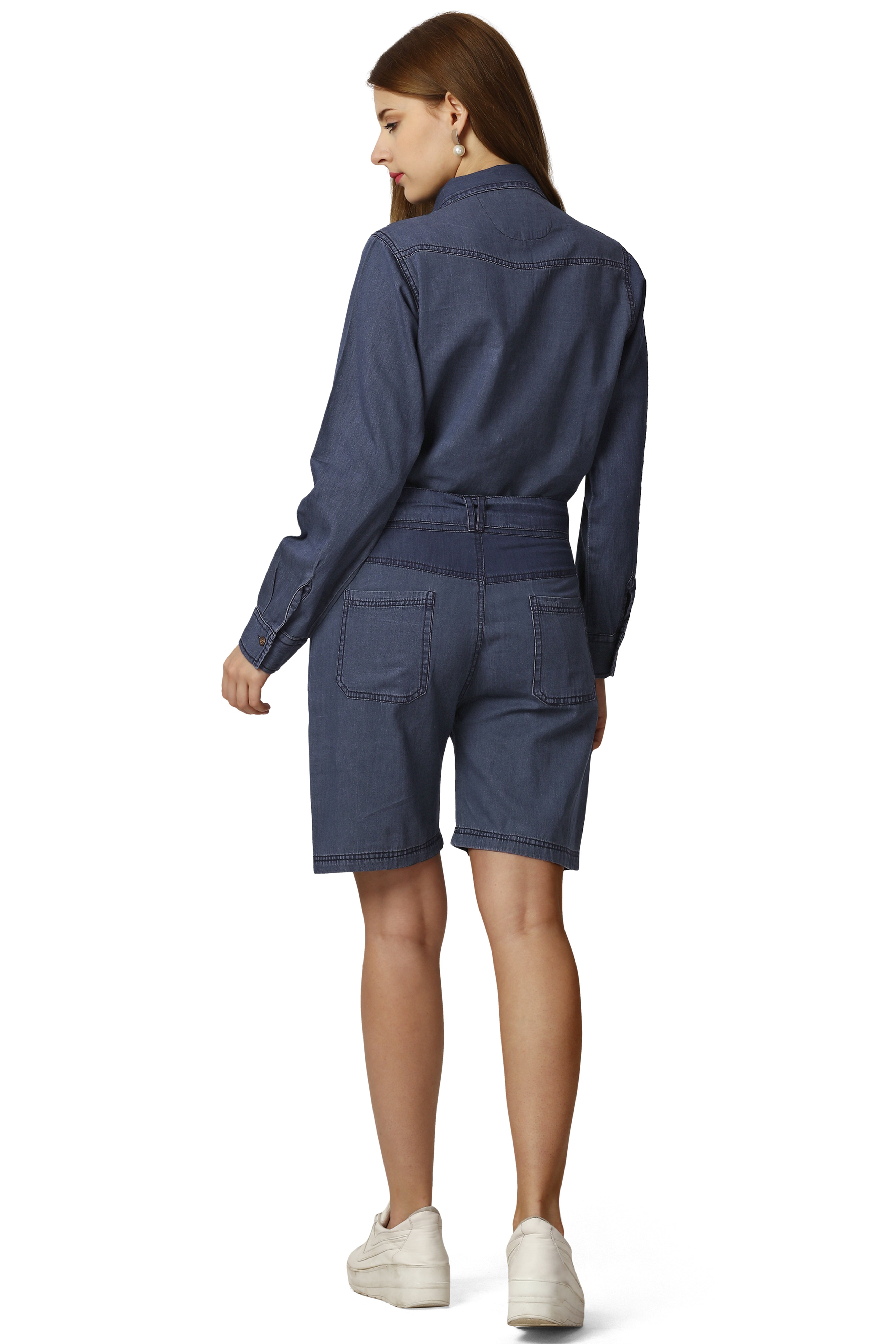 Gun Powder Blue Denim Jumpsuit