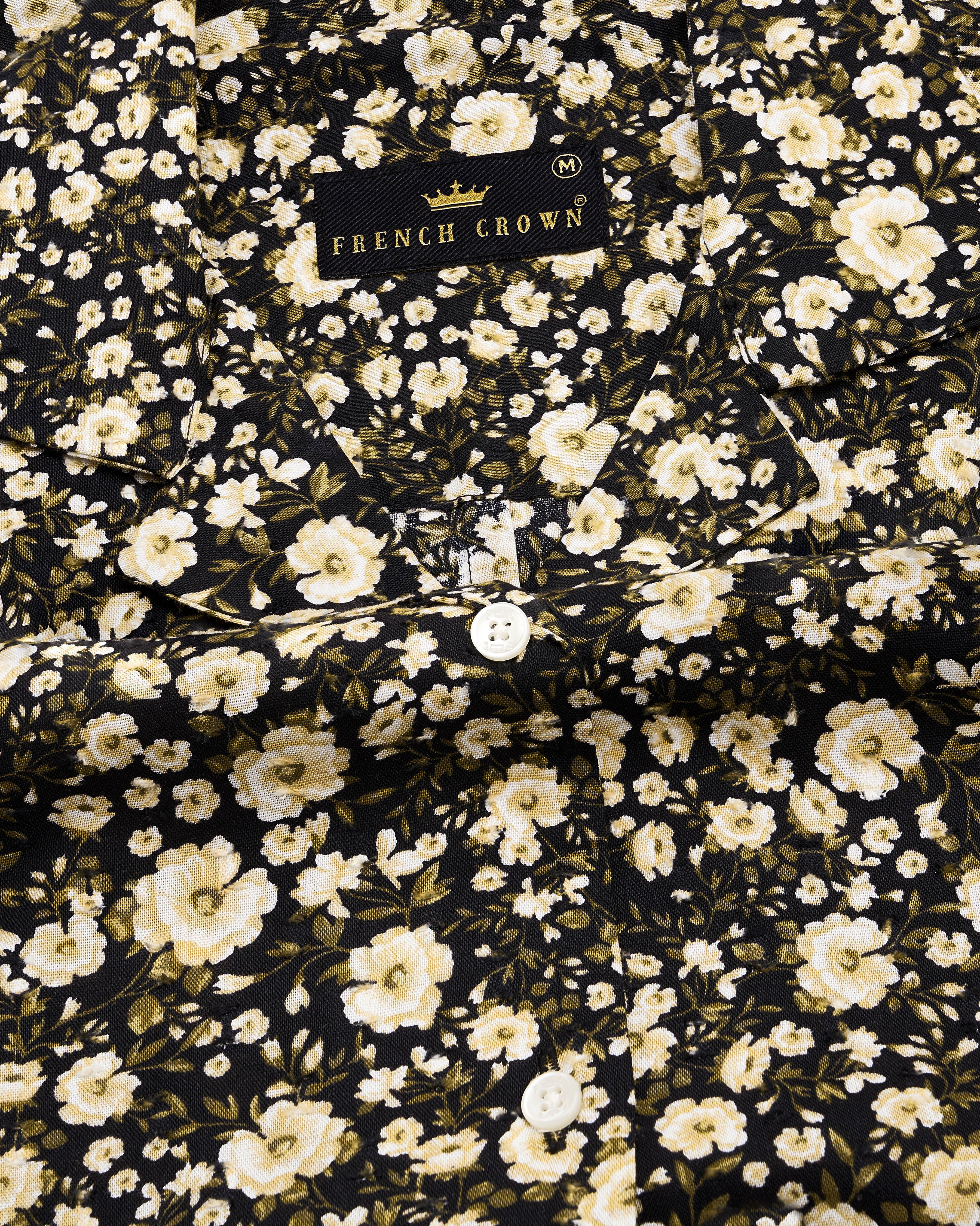 Jade Black with Timberwolf Cream Ditsy Printed Premium Cotton Shirt WS002-32, WS002-34, WS002-36, WS002-38, WS002-40, WS002-42