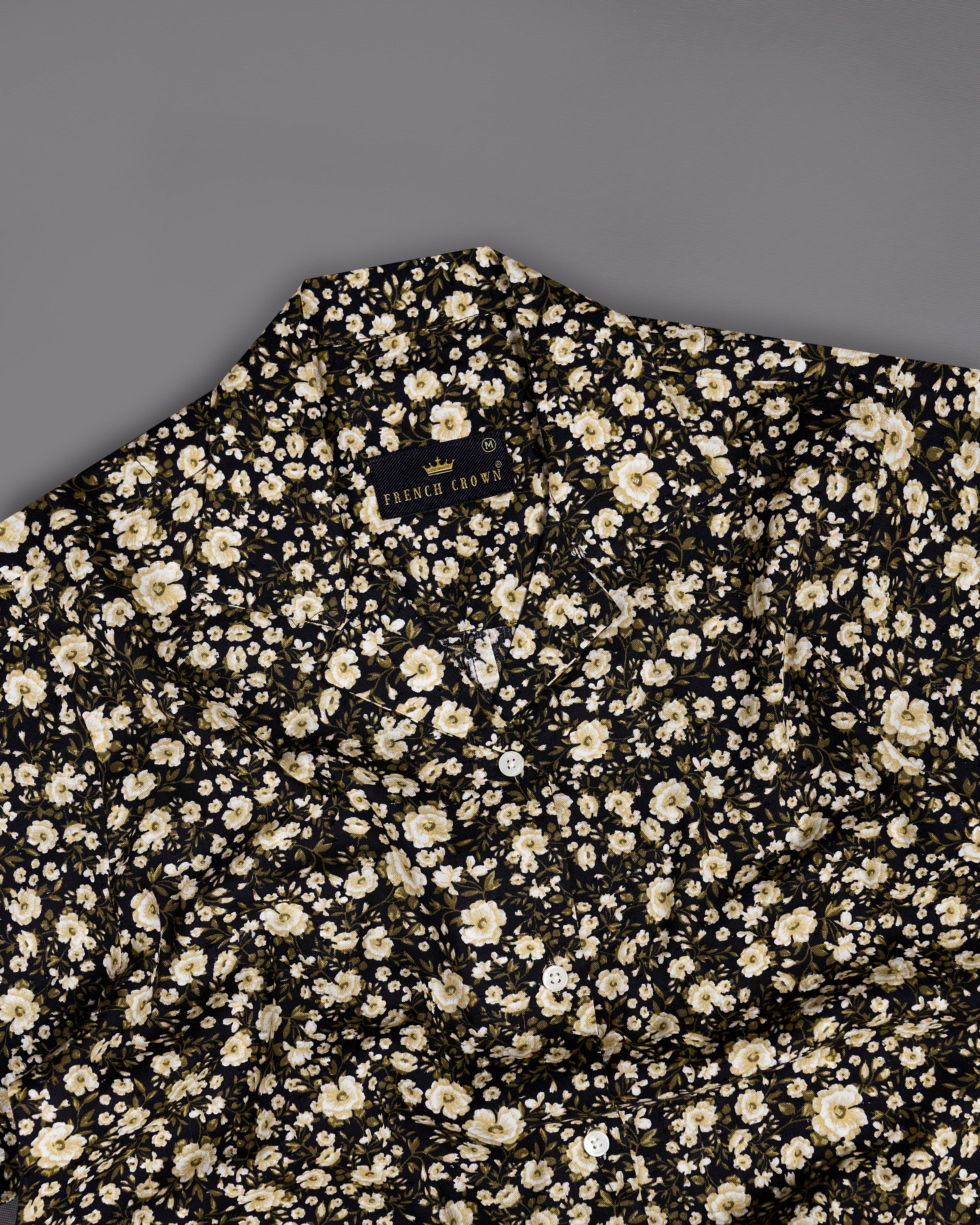 Jade Black with Timberwolf Cream Ditsy Printed Premium Cotton Shirt WS002-32, WS002-34, WS002-36, WS002-38, WS002-40, WS002-42