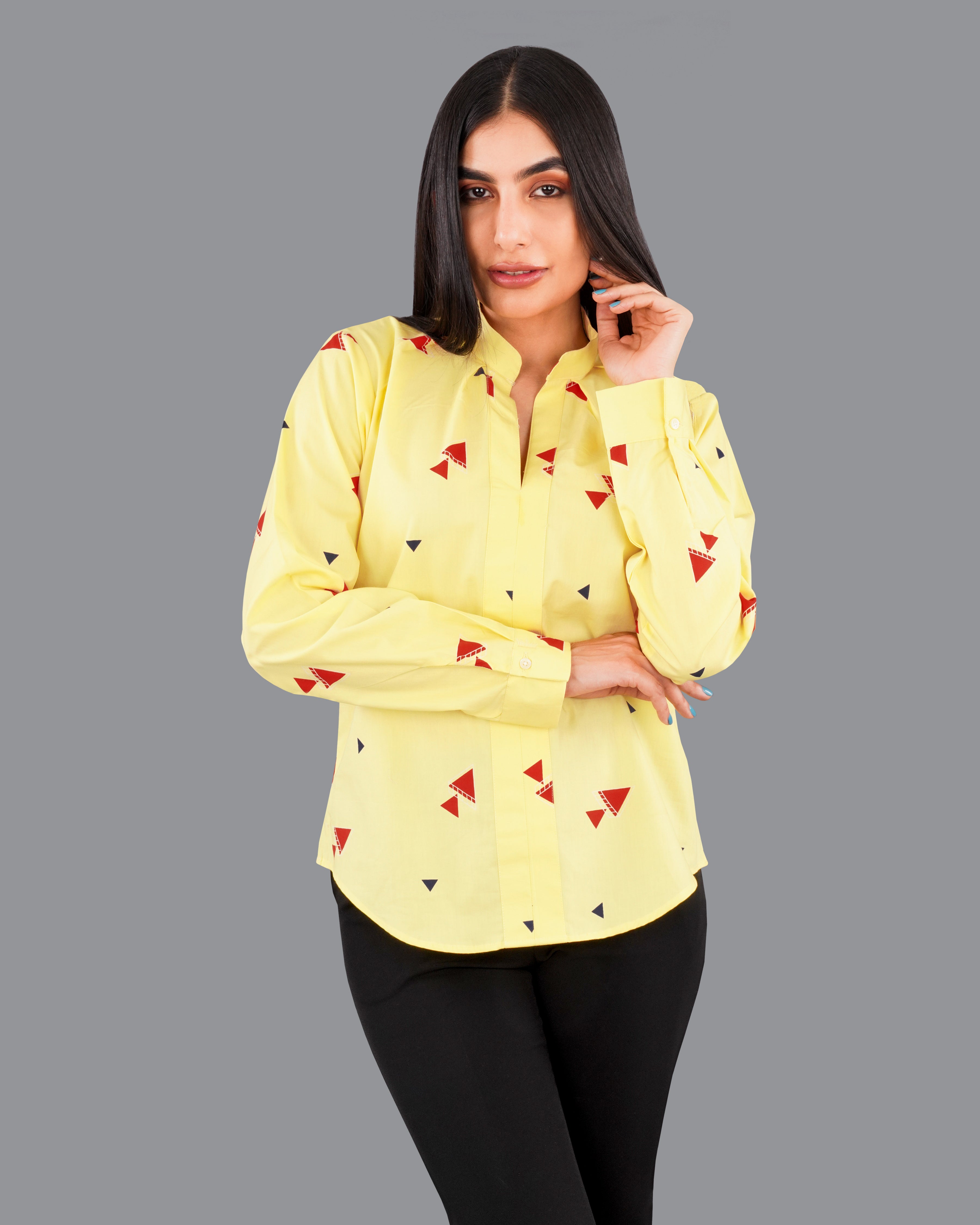 Manilla Yellow Printed Premium Cotton Shirt WS007-M-P-32, WS007-M-P-34, WS007-M-P-36, WS007-M-P-38, WS007-M-P-40, WS007-M-P-42