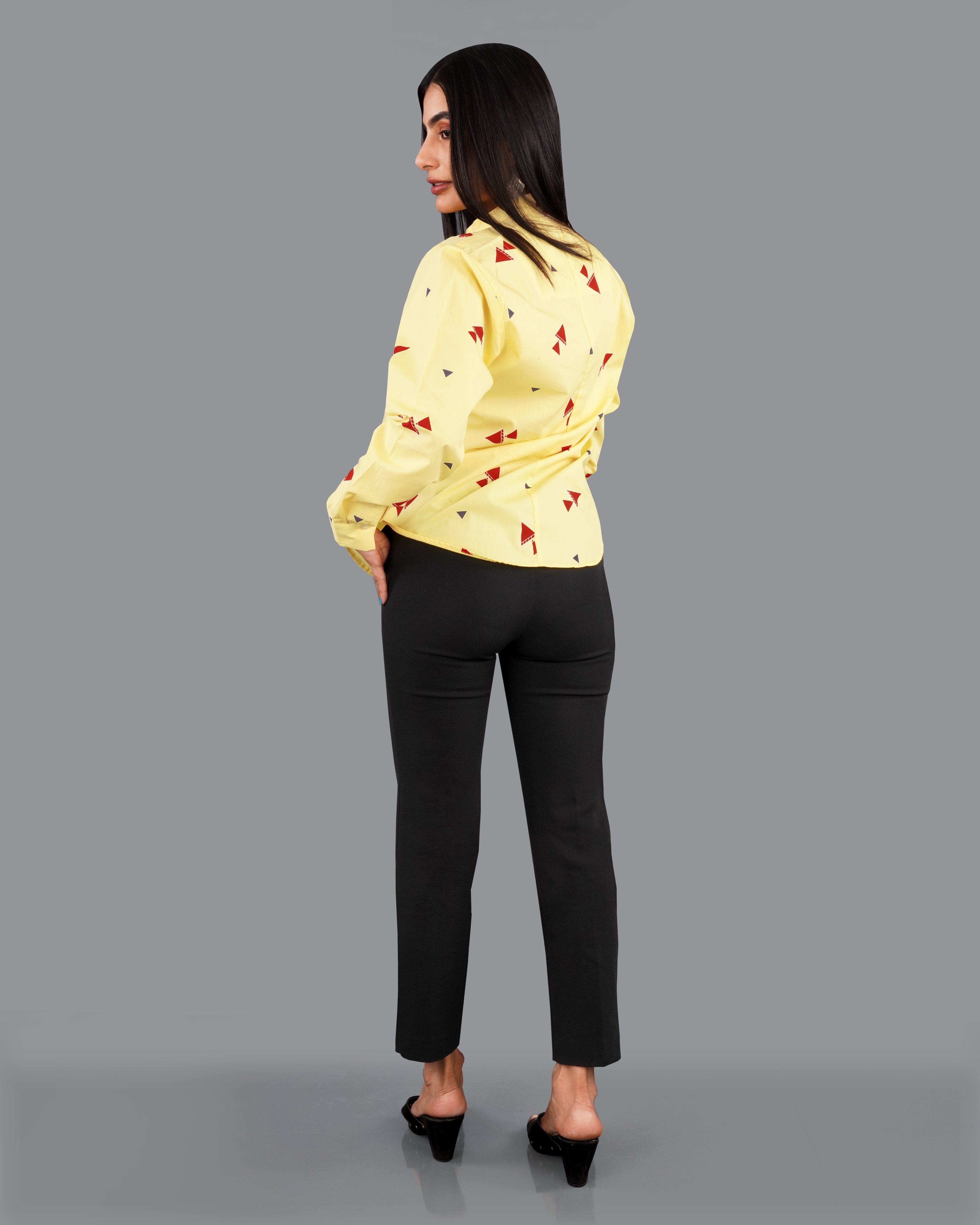 Manilla Yellow Printed Premium Cotton Shirt WS007-M-P-32, WS007-M-P-34, WS007-M-P-36, WS007-M-P-38, WS007-M-P-40, WS007-M-P-42