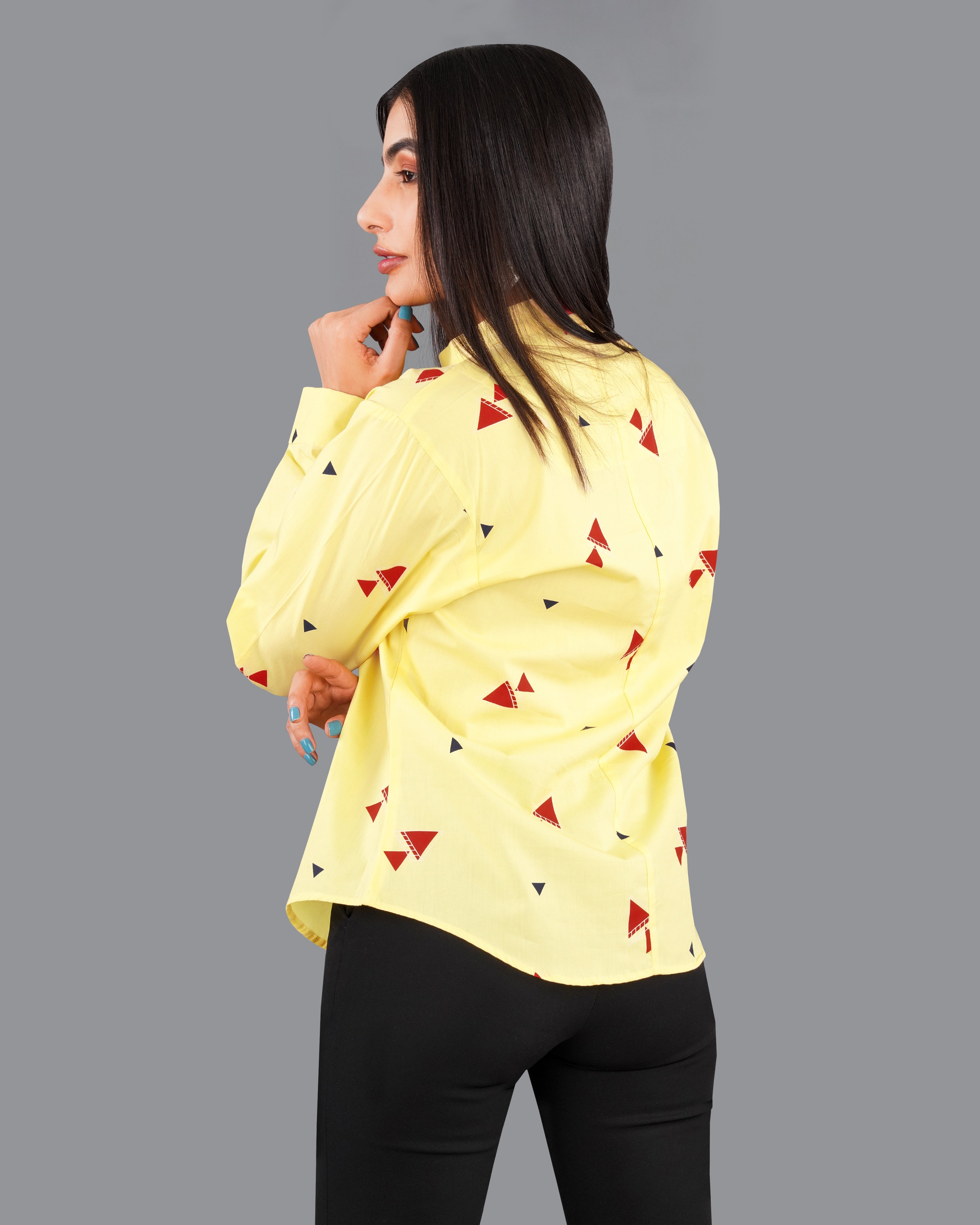 Manilla Yellow Printed Premium Cotton Shirt WS007-M-P-32, WS007-M-P-34, WS007-M-P-36, WS007-M-P-38, WS007-M-P-40, WS007-M-P-42